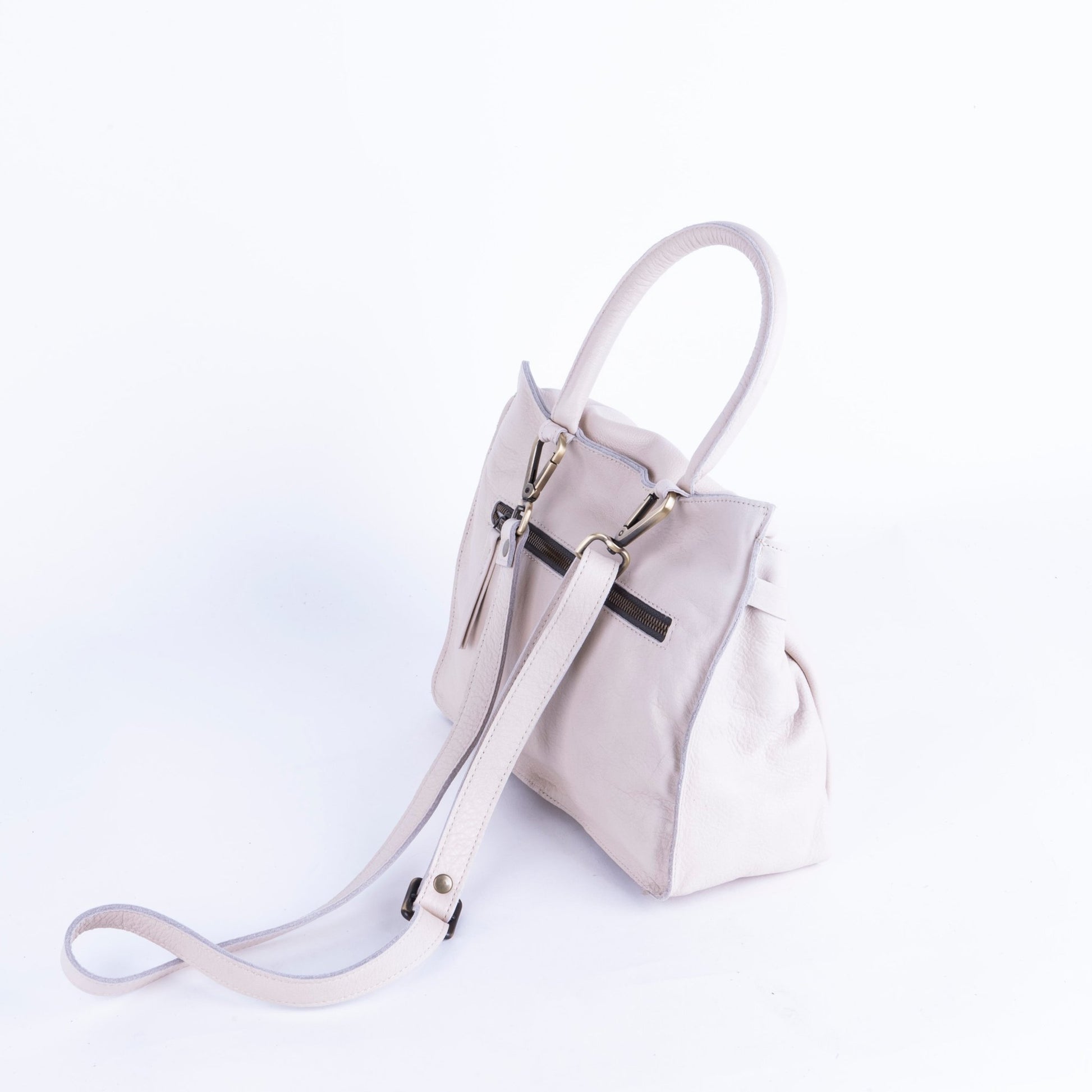 Sue mousse latte macchiato - borsa piccola a tracolla in pelle bianca - Marta Ray