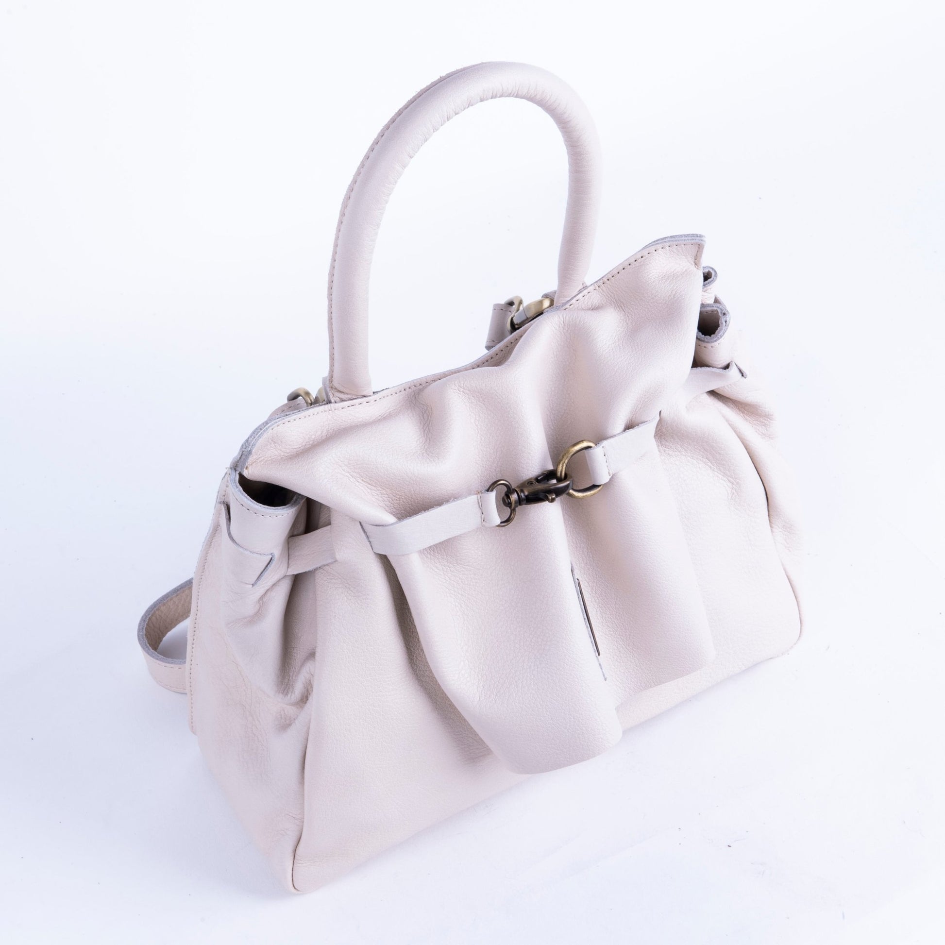 Sue mousse latte macchiato - borsa piccola a tracolla in pelle bianca - Marta Ray