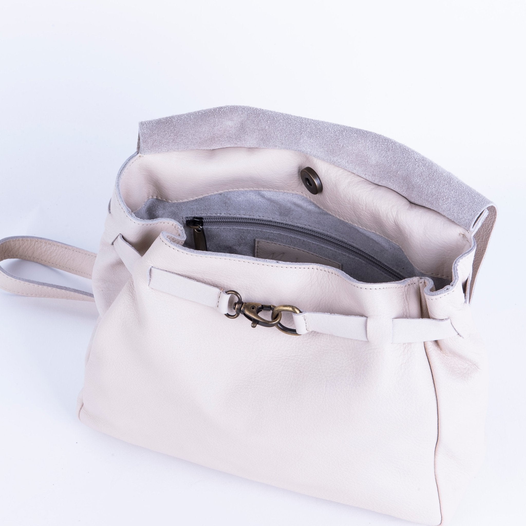 Sue mousse latte macchiato - borsa piccola a tracolla in pelle bianca - Marta Ray