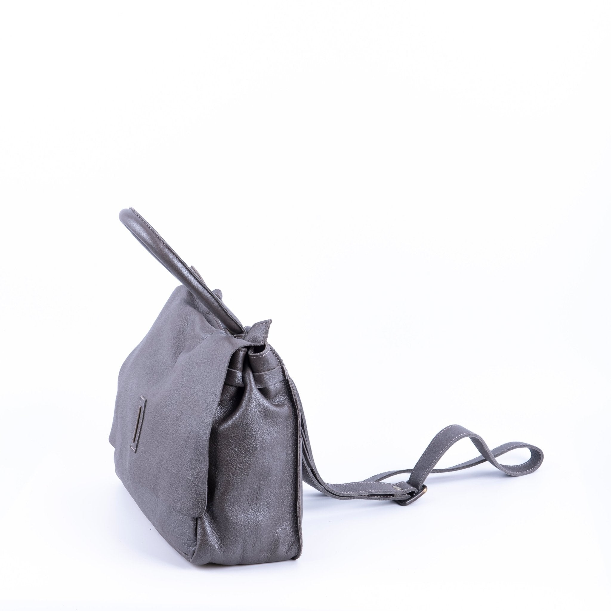 Sue mousse perlato smog silver - borsa piccola a tracolla in pelle grigia - Marta Ray