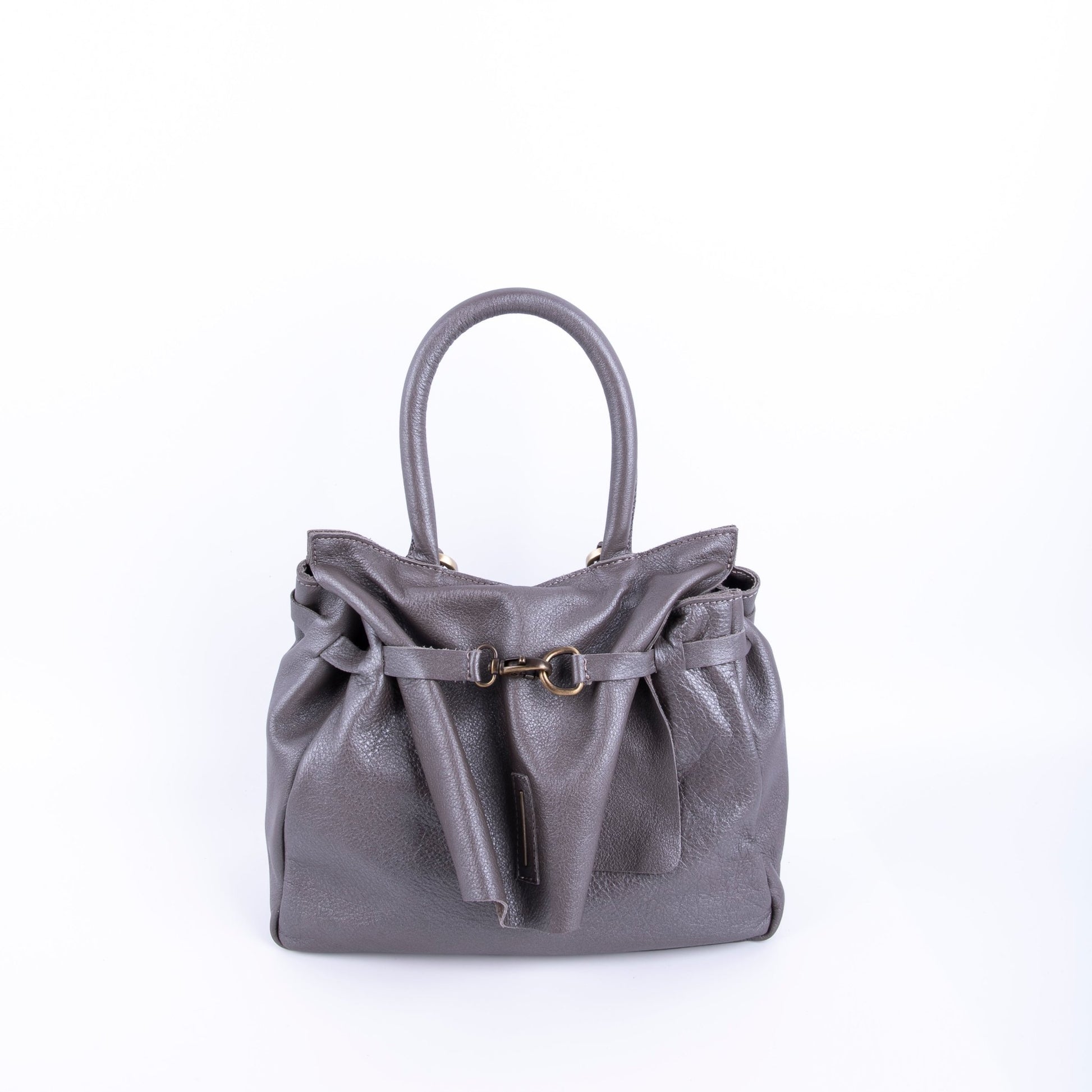 Sue mousse perlato smog silver - borsa piccola a tracolla in pelle grigia - Marta Ray