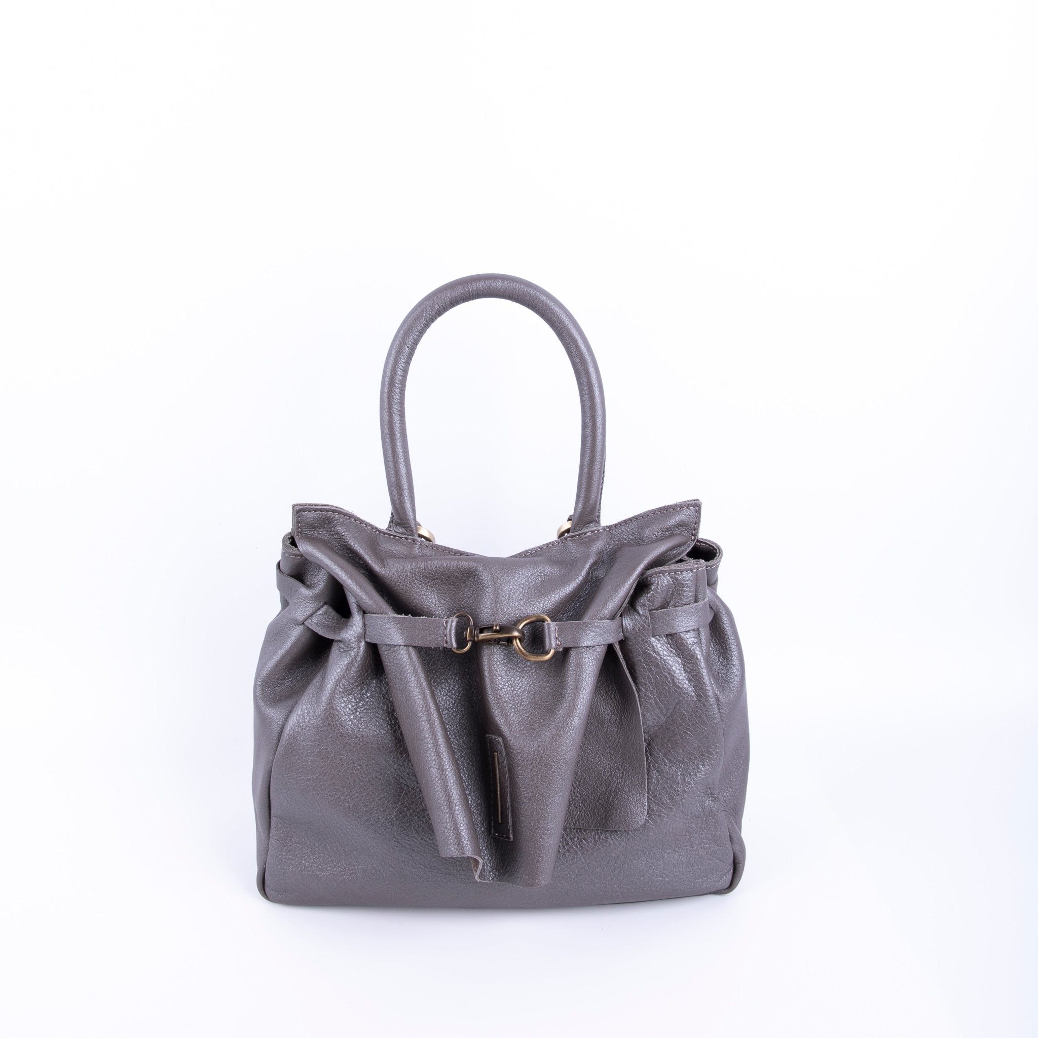 Sue mousse perlato smog silver - borsa piccola a tracolla in pelle grigia - Marta Ray