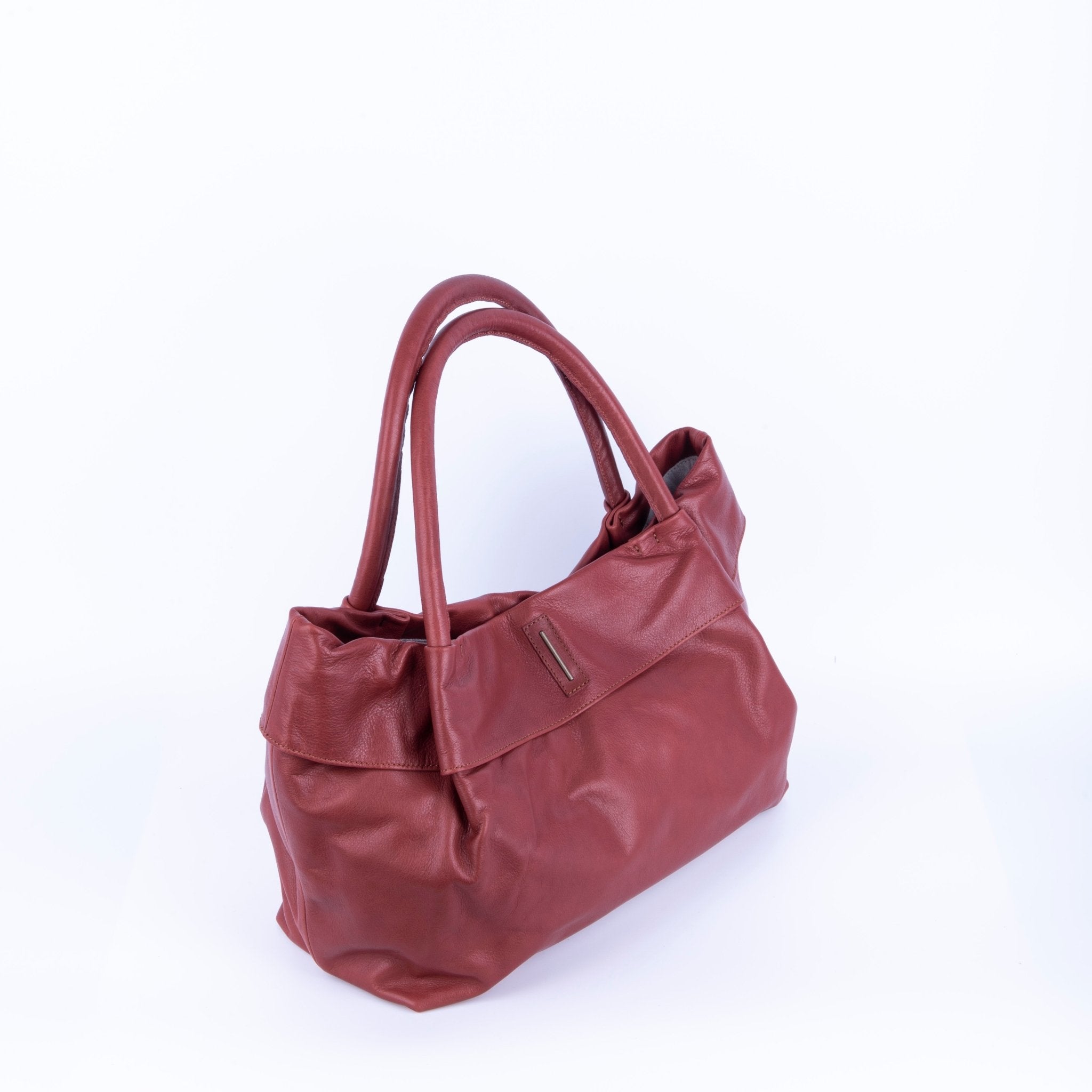 Suela mousse cuoio inglese - borsa a spalla morbida pelle marrone - Marta Ray
