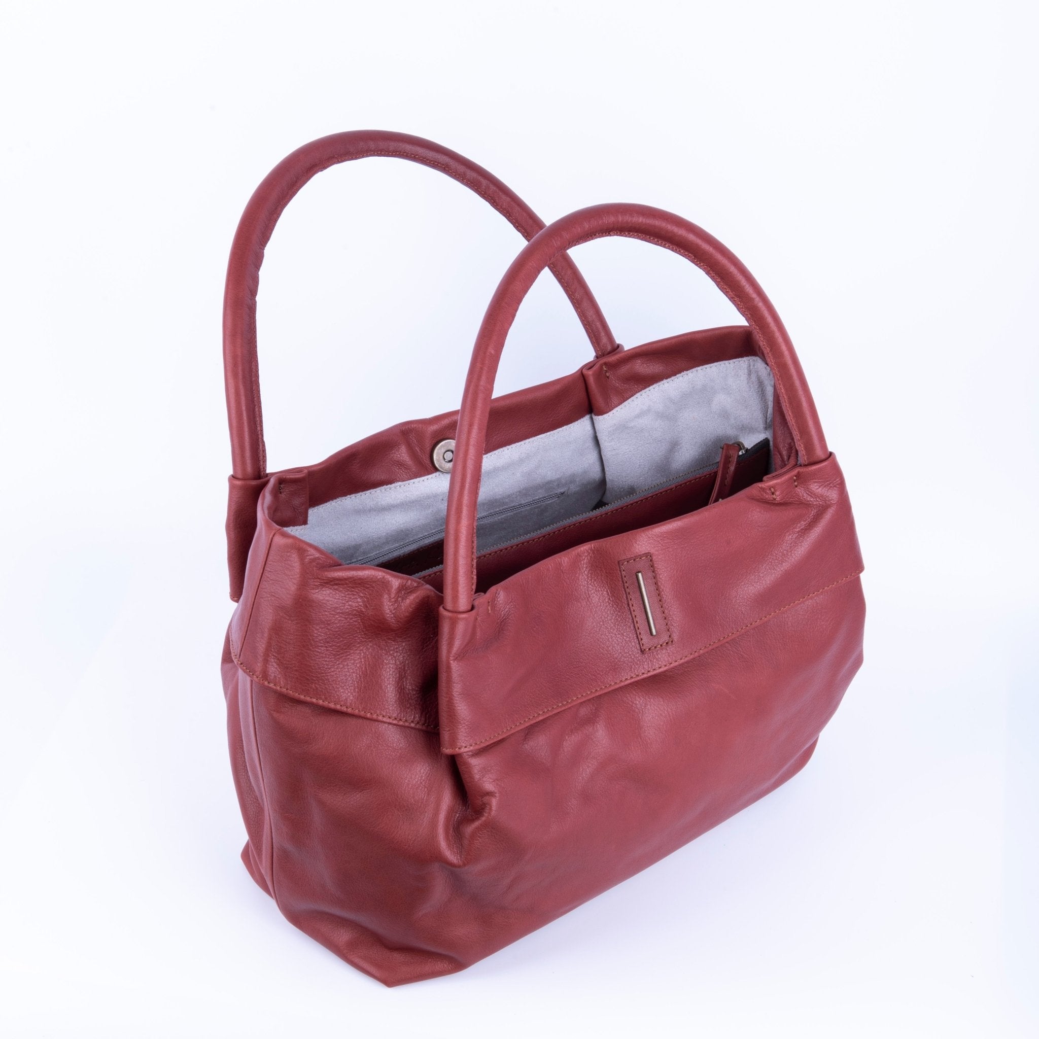 Suela mousse cuoio inglese - borsa a spalla morbida pelle marrone - Marta Ray