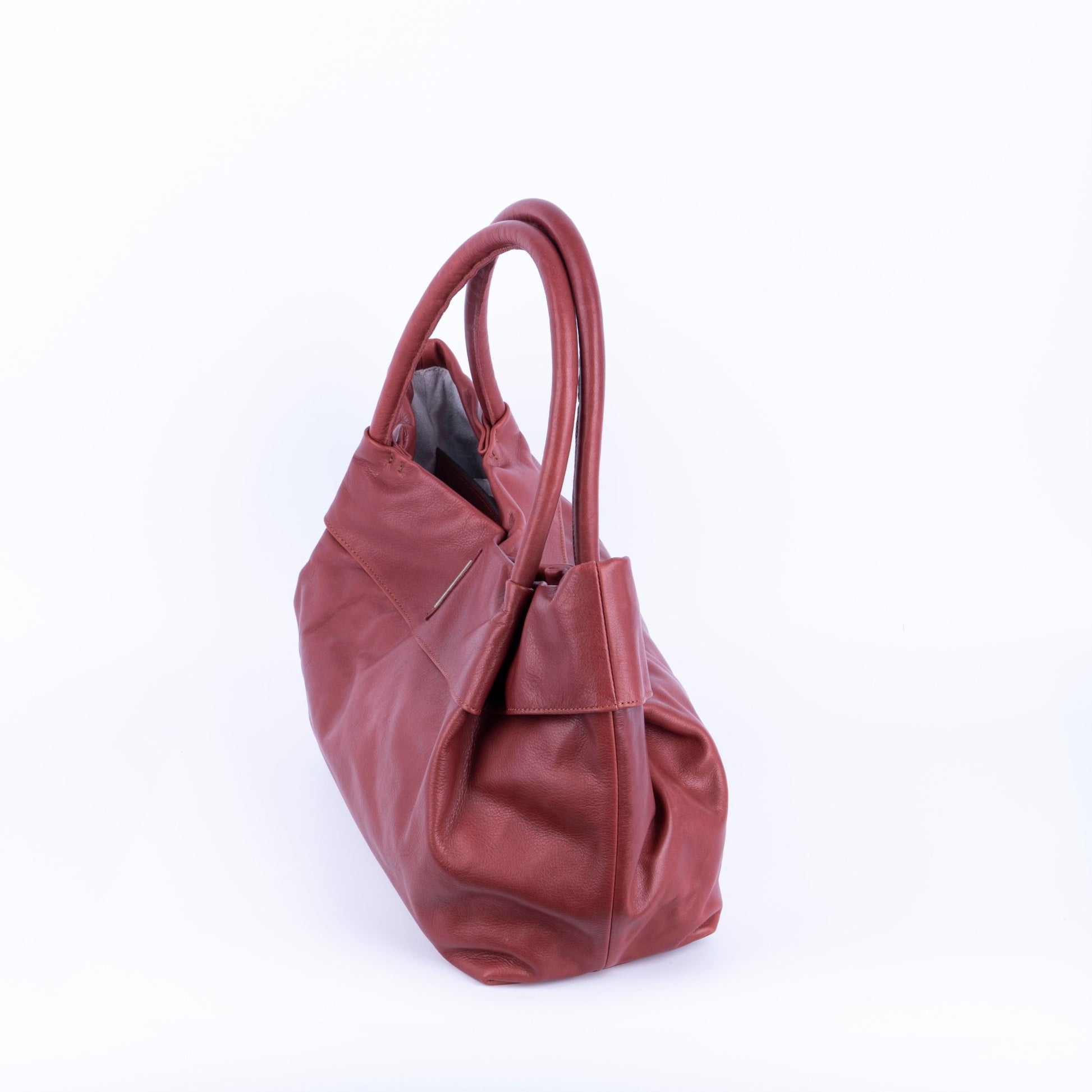 Suela mousse cuoio inglese - borsa a spalla morbida pelle marrone - Marta Ray