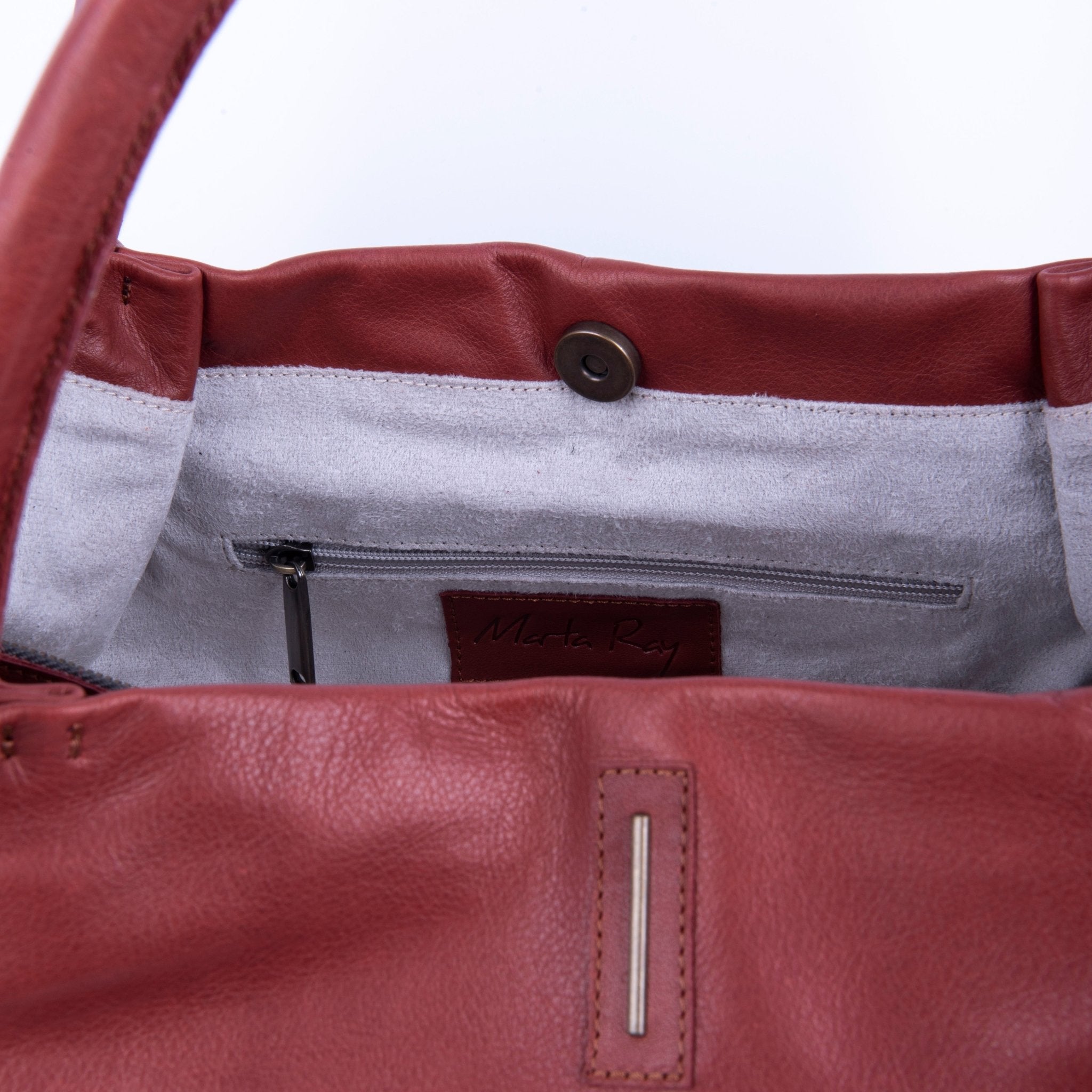 Suela mousse cuoio inglese - borsa a spalla morbida pelle marrone - Marta Ray
