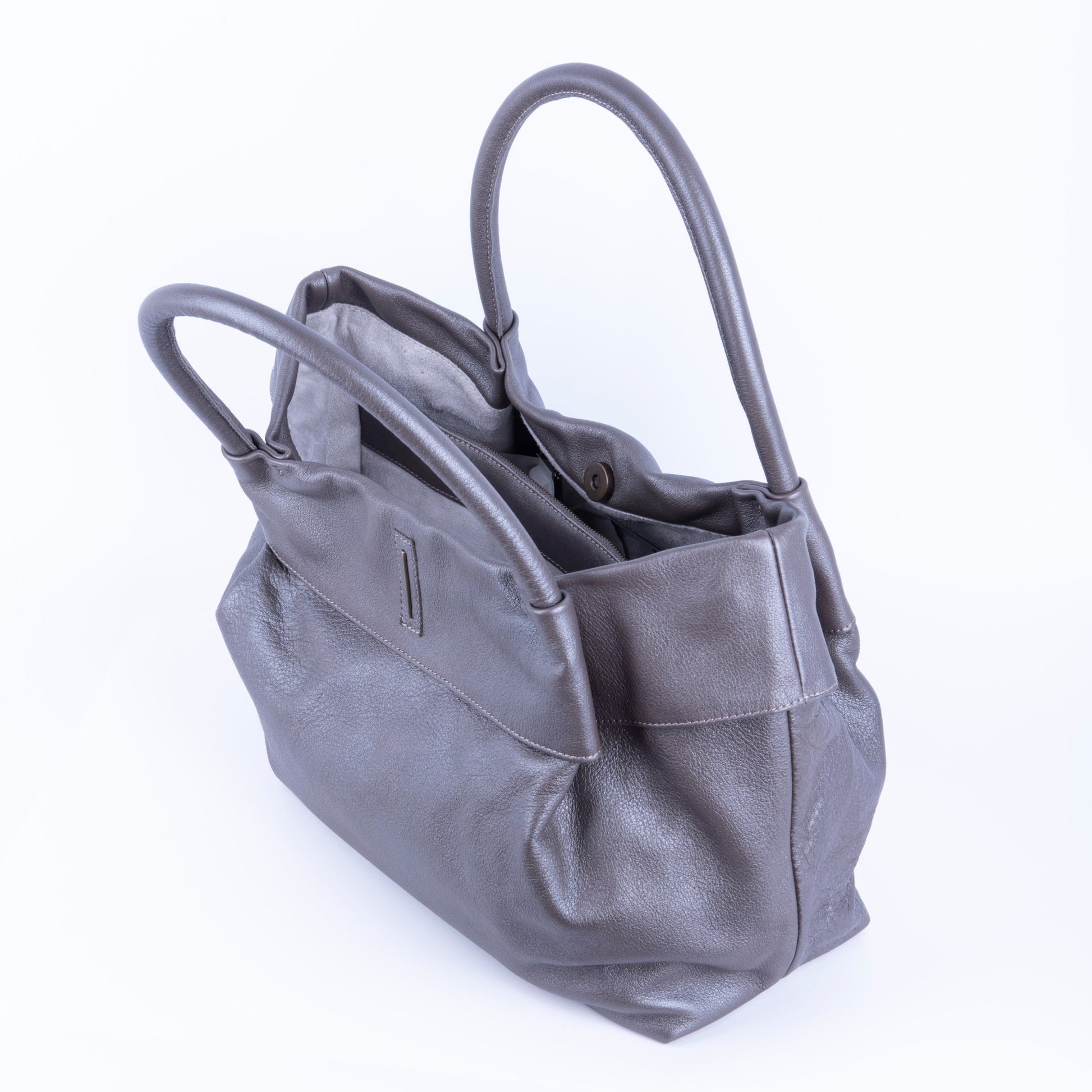 Suela mousse smog silver - borsa a spalla morbida pelle grigia - Marta Ray