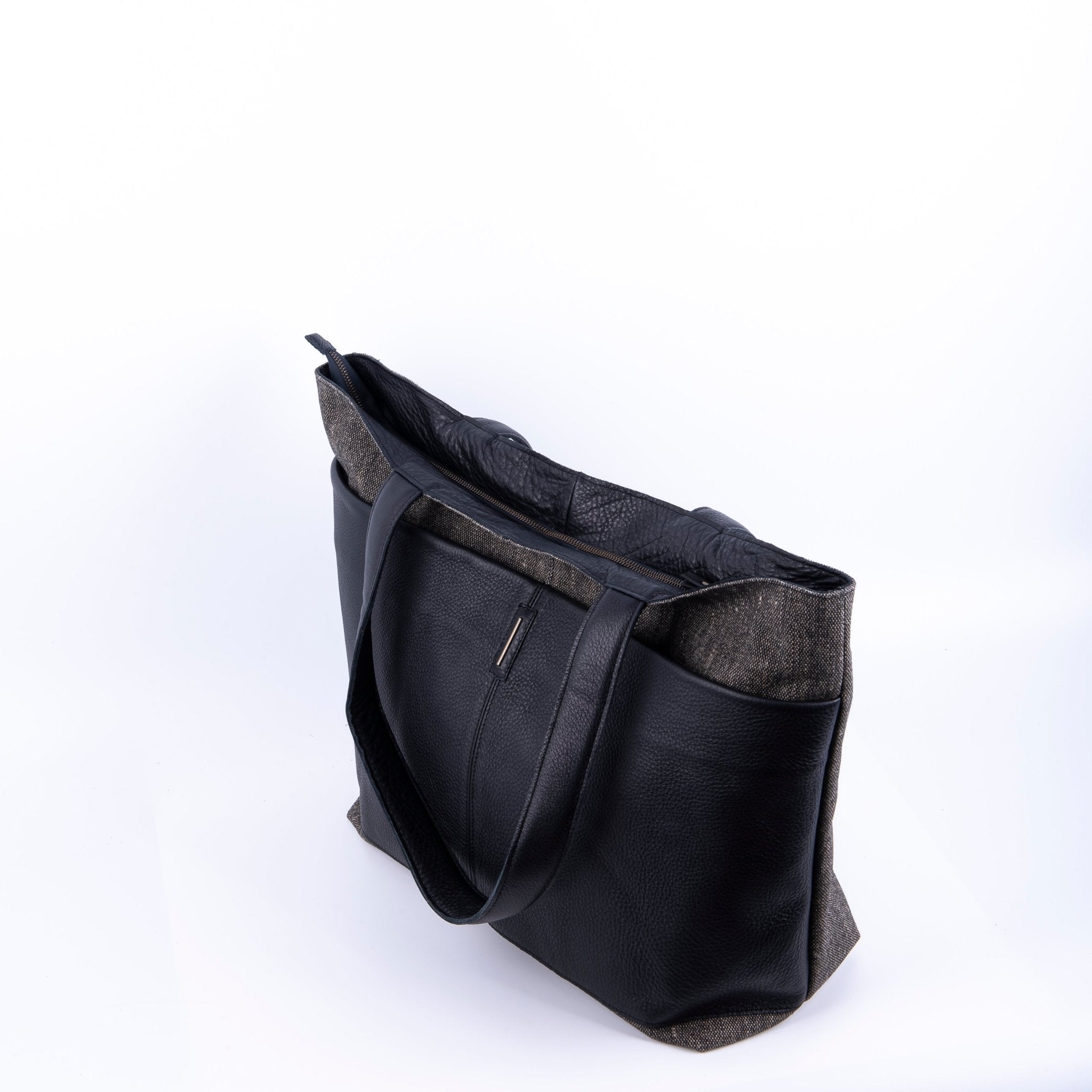 Summer alamat + bull nero - borsa shopping in pelle nera - Marta Ray