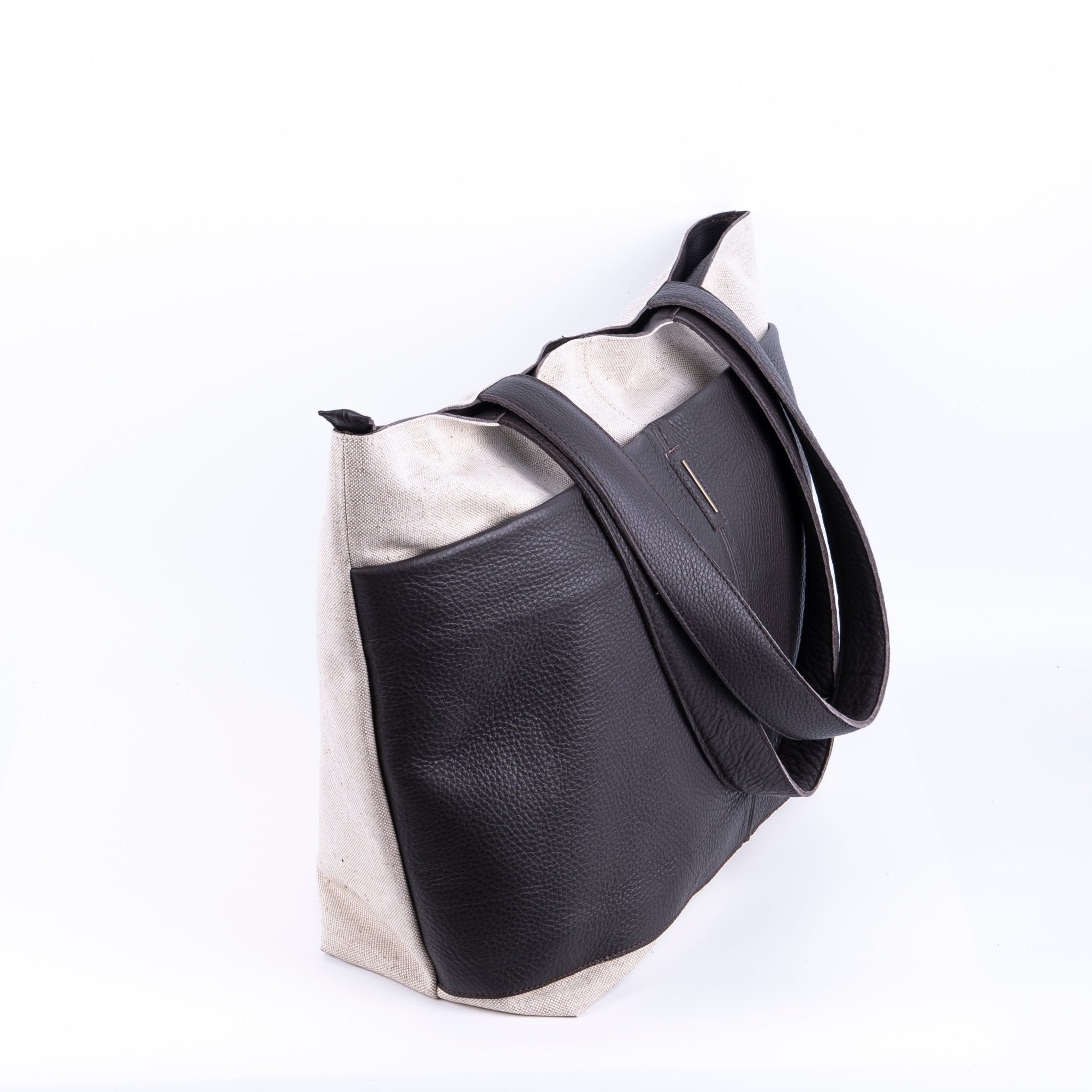 Summer alamat naturale + bull testa di moro - borsa shopping in pelle nera e argentata - Marta Ray