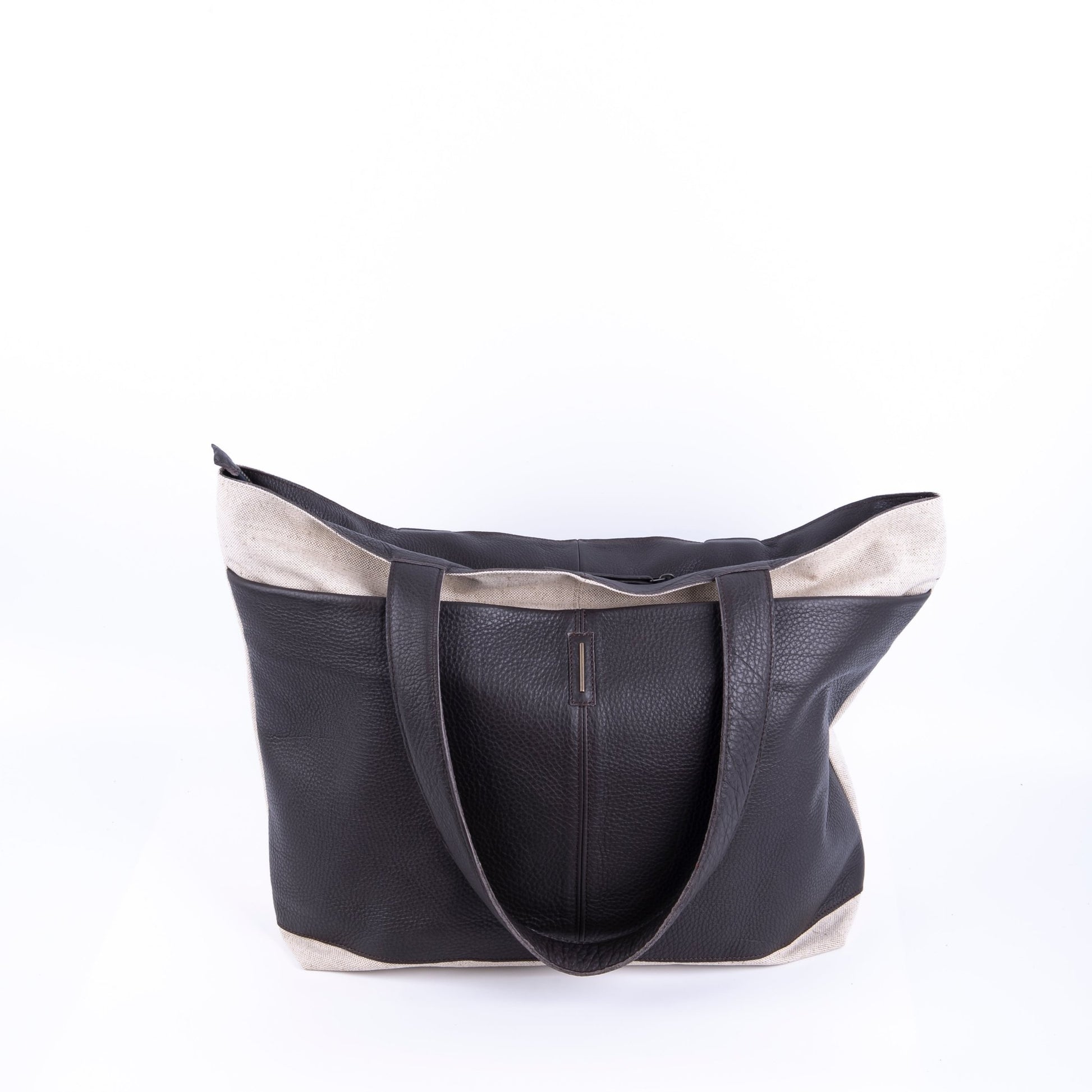Summer alamat naturale + bull testa di moro - borsa shopping in pelle nera e argentata - Marta Ray