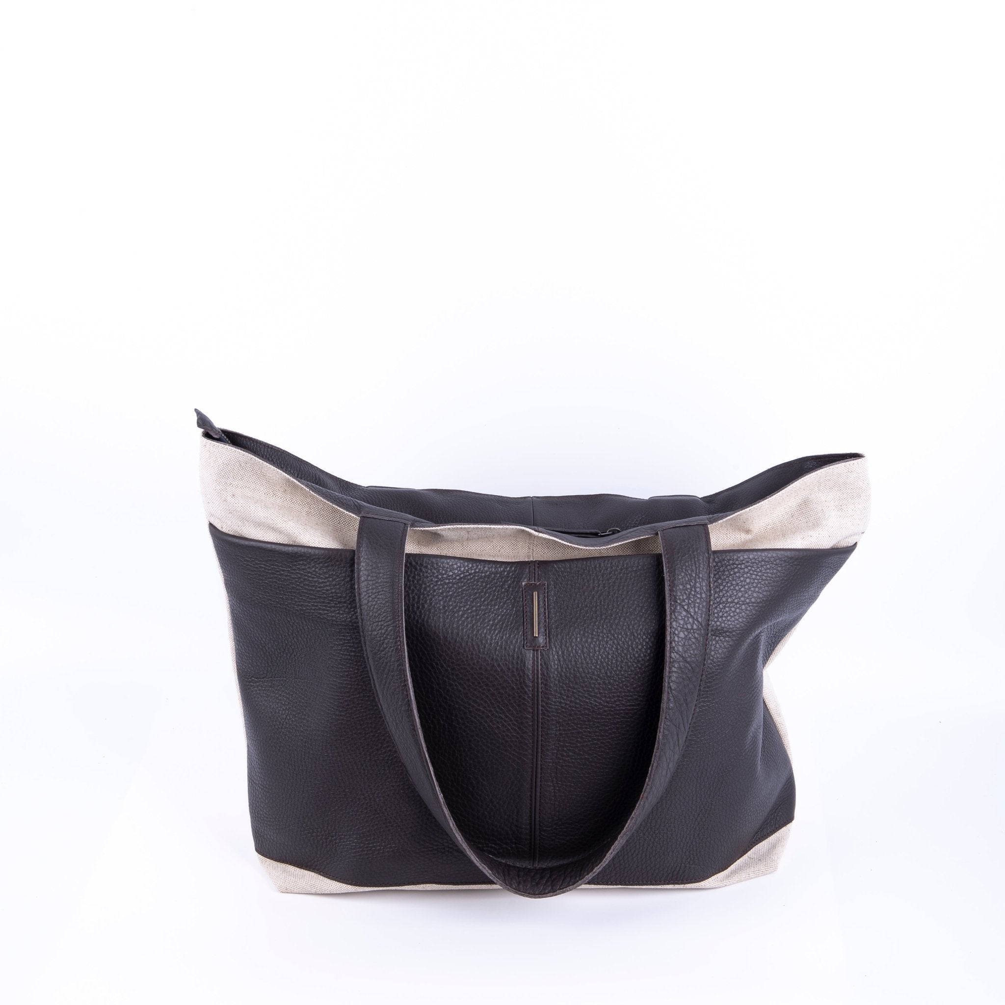 Summer alamat naturale + bull testa di moro - borsa shopping in pelle nera e argentata - Marta Ray