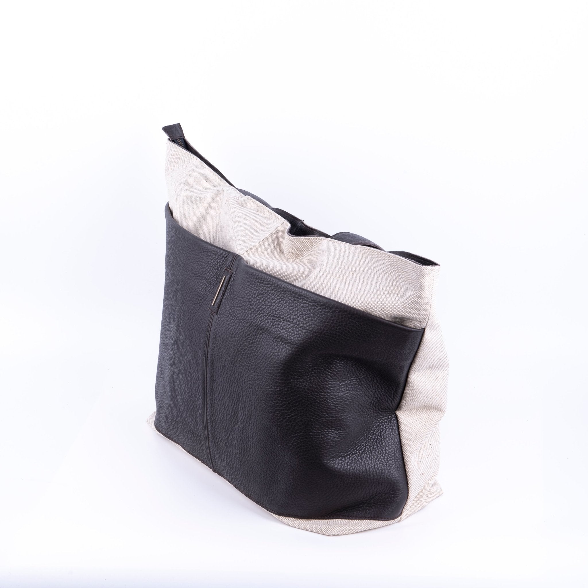 Summer alamat naturale + bull testa di moro - borsa shopping in pelle nera e argentata - Marta Ray