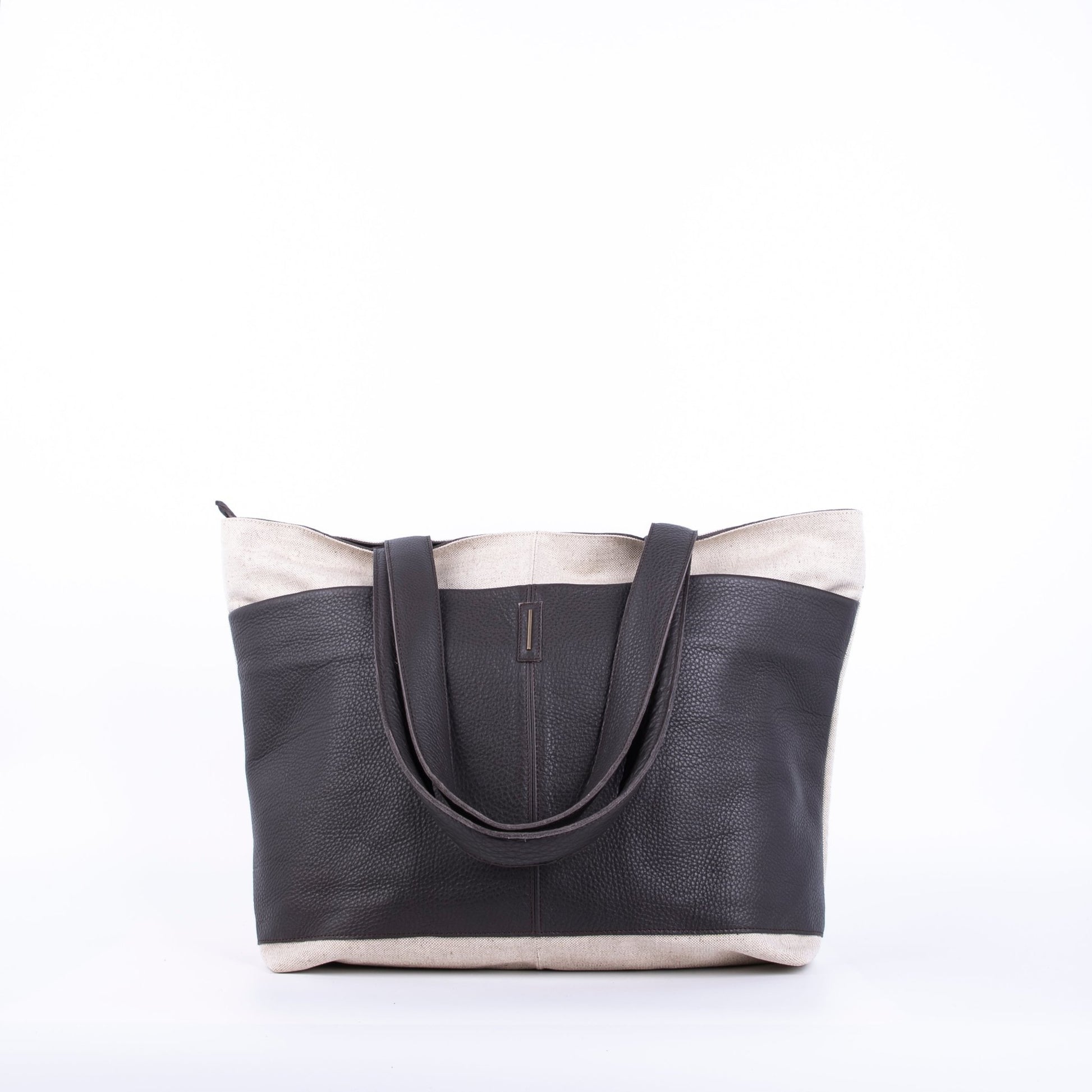 Summer alamat naturale + bull testa di moro - borsa shopping in pelle nera e argentata - Marta Ray