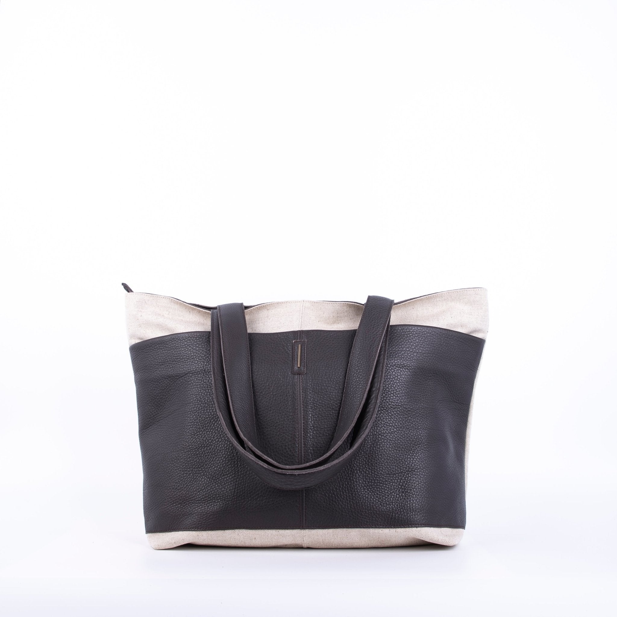 Summer alamat naturale + bull testa di moro - borsa shopping in pelle nera e argentata - Marta Ray