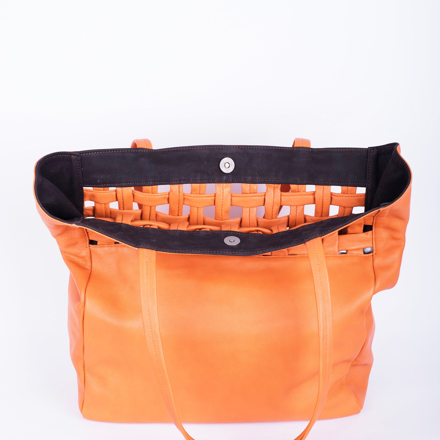 Tamami mousse arancio+ long beach testa di moro - borsa shopping in pelle arancione - Marta Ray
