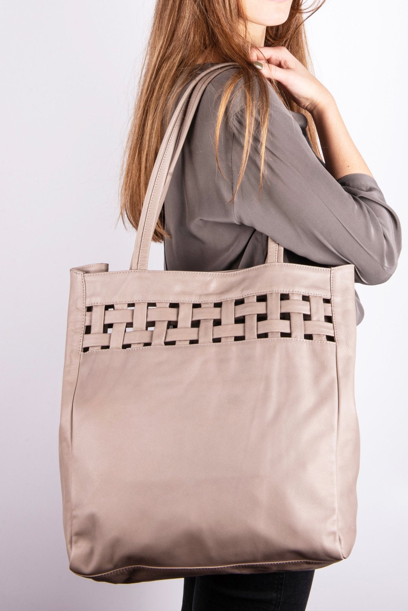 Tamami mousse malto - borsa shopping in pelle beige - Marta Ray