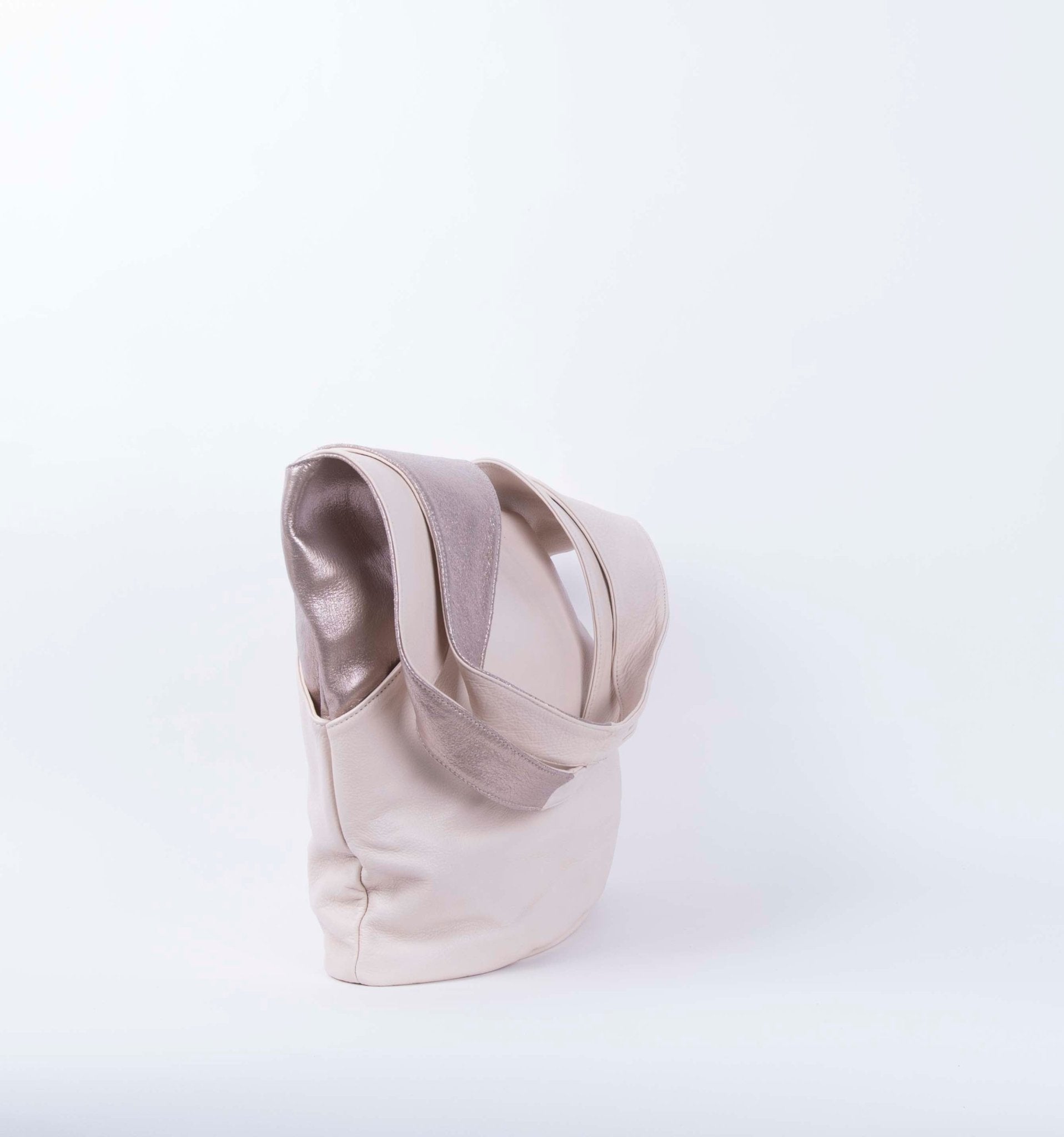 Terry mousse latte macchiato+laminato latte macchiato - borsa a spalla morbida in pelle bianca - Marta Ray