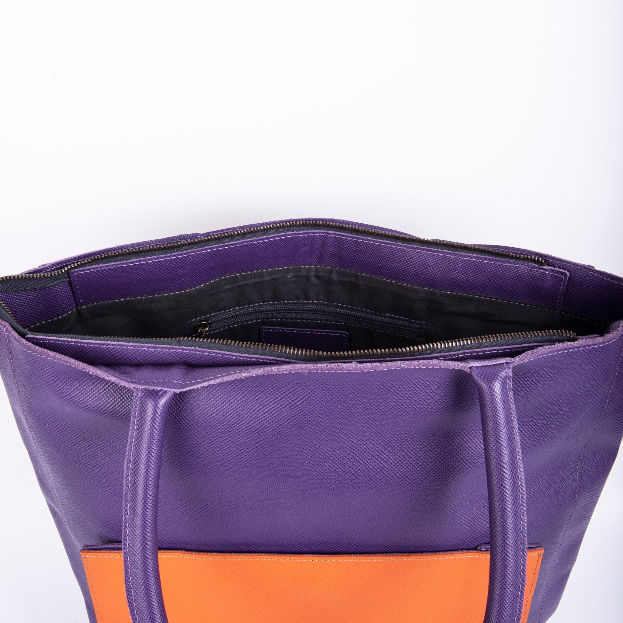 Thelma saffiano viola/arancio - borsa a spalla pelle viola/arancio - Marta Ray