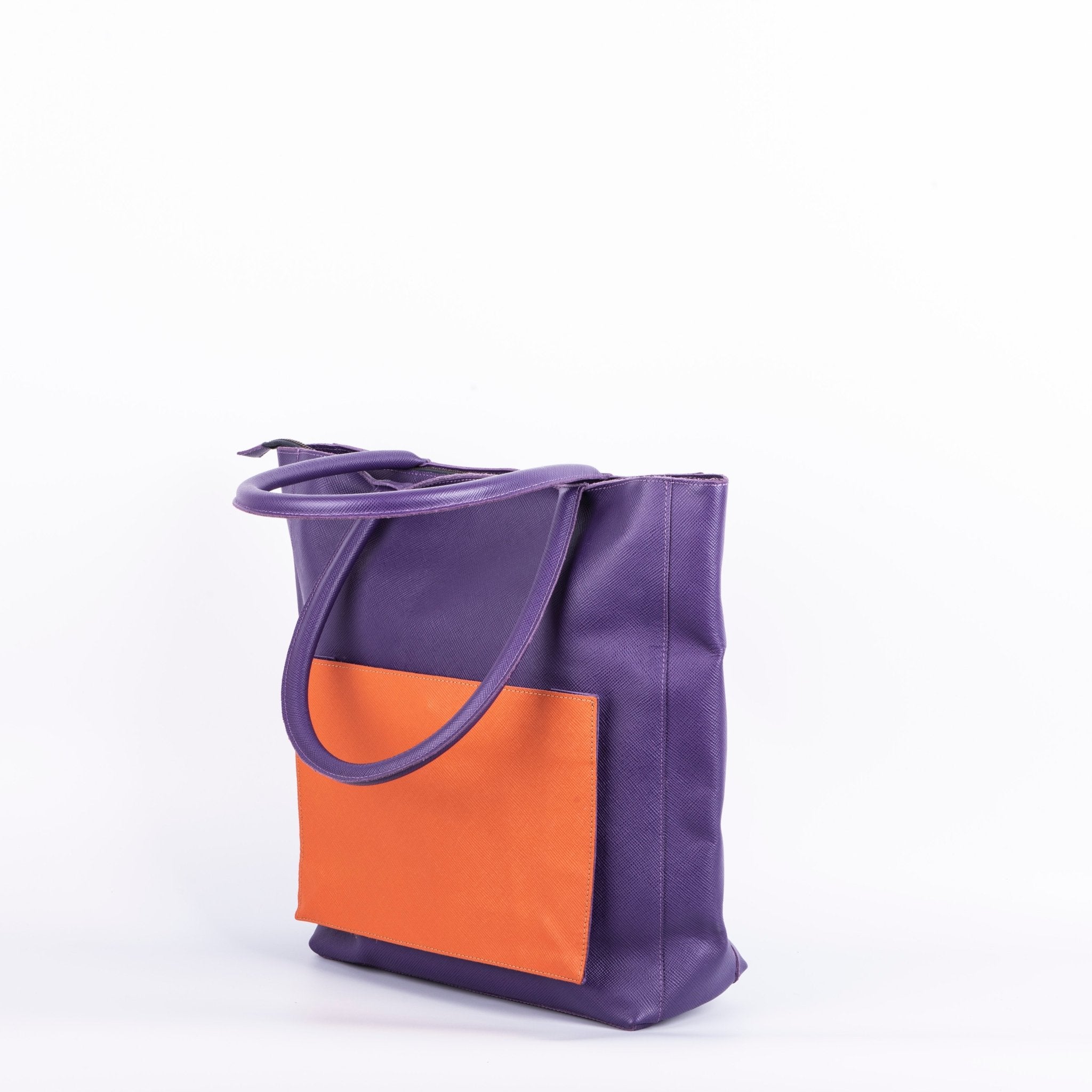 Thelma saffiano viola/arancio - borsa a spalla pelle viola/arancio - Marta Ray