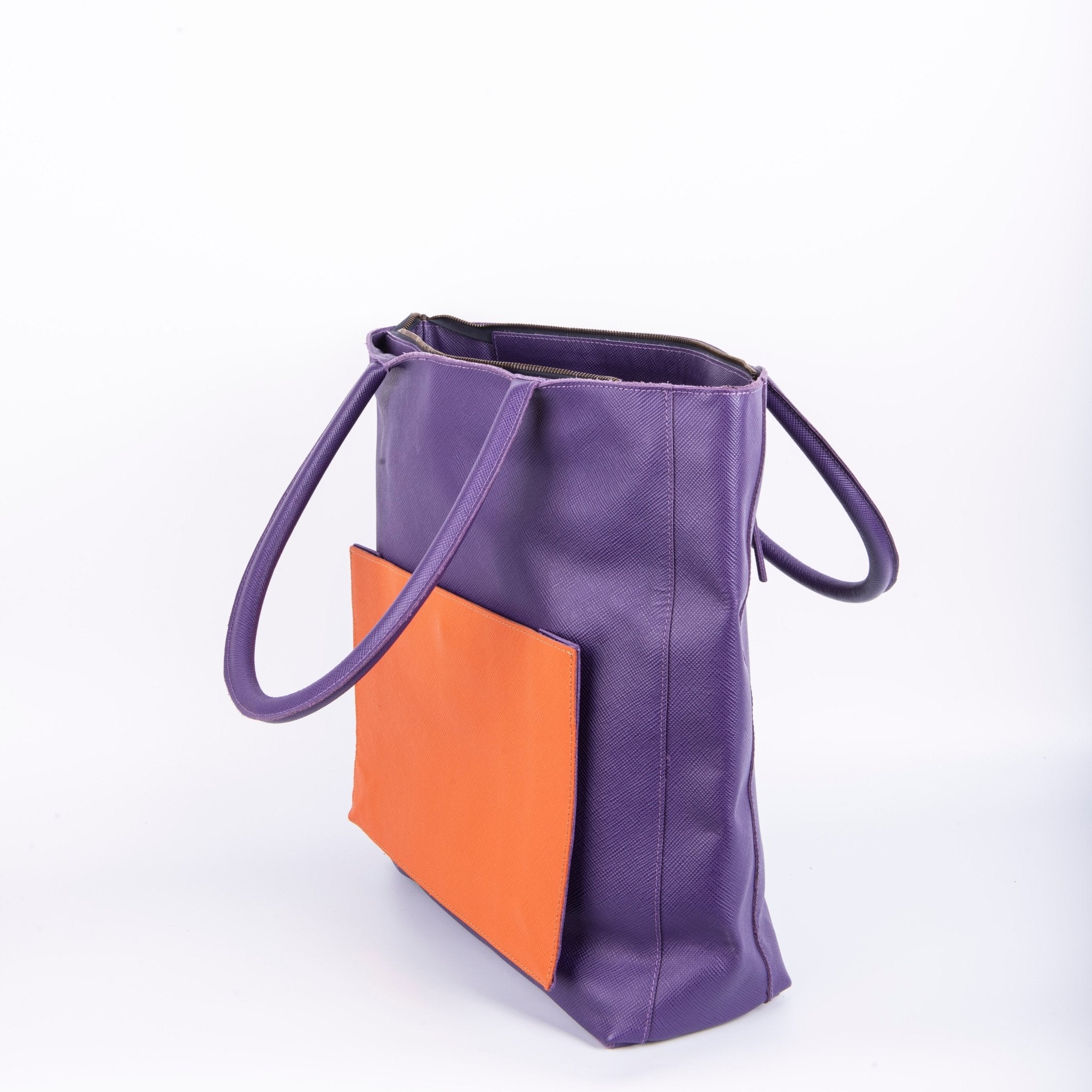 Thelma saffiano viola/arancio - borsa a spalla pelle viola/arancio - Marta Ray
