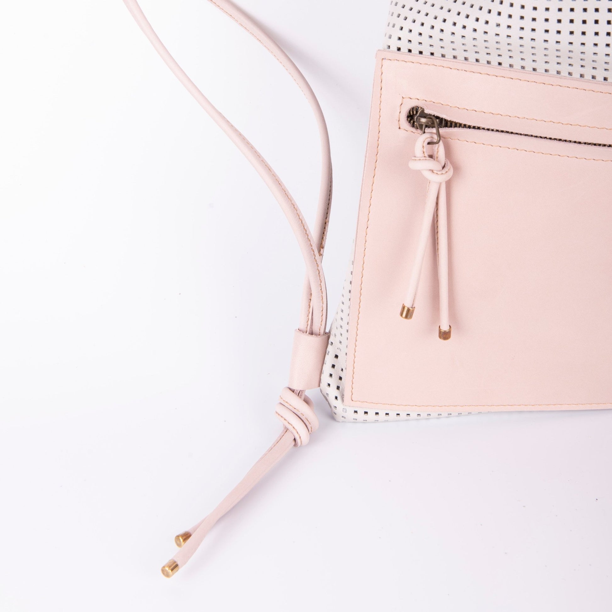 Tiago ovale bianco + cuoio nude - Marta Ray