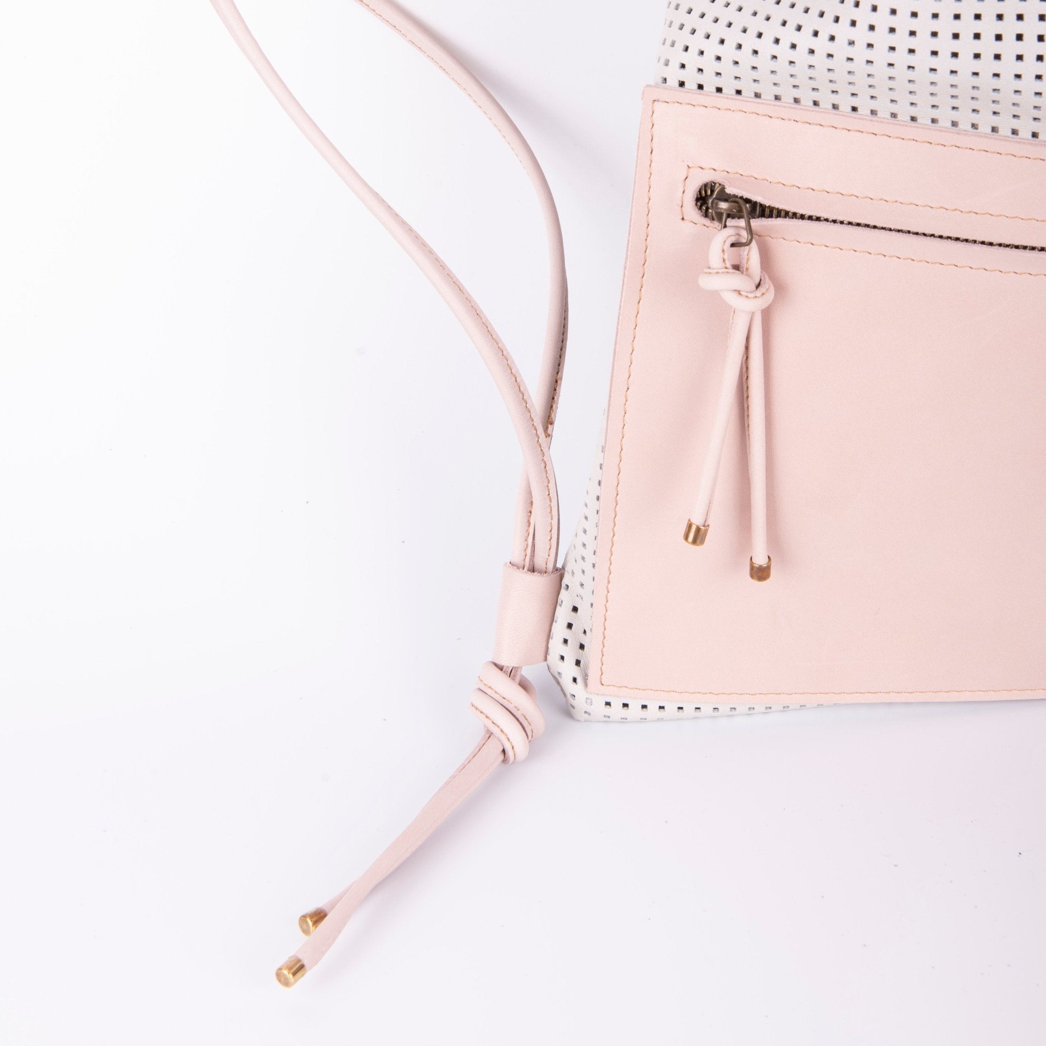Tiago ovale bianco + cuoio nude - Marta Ray