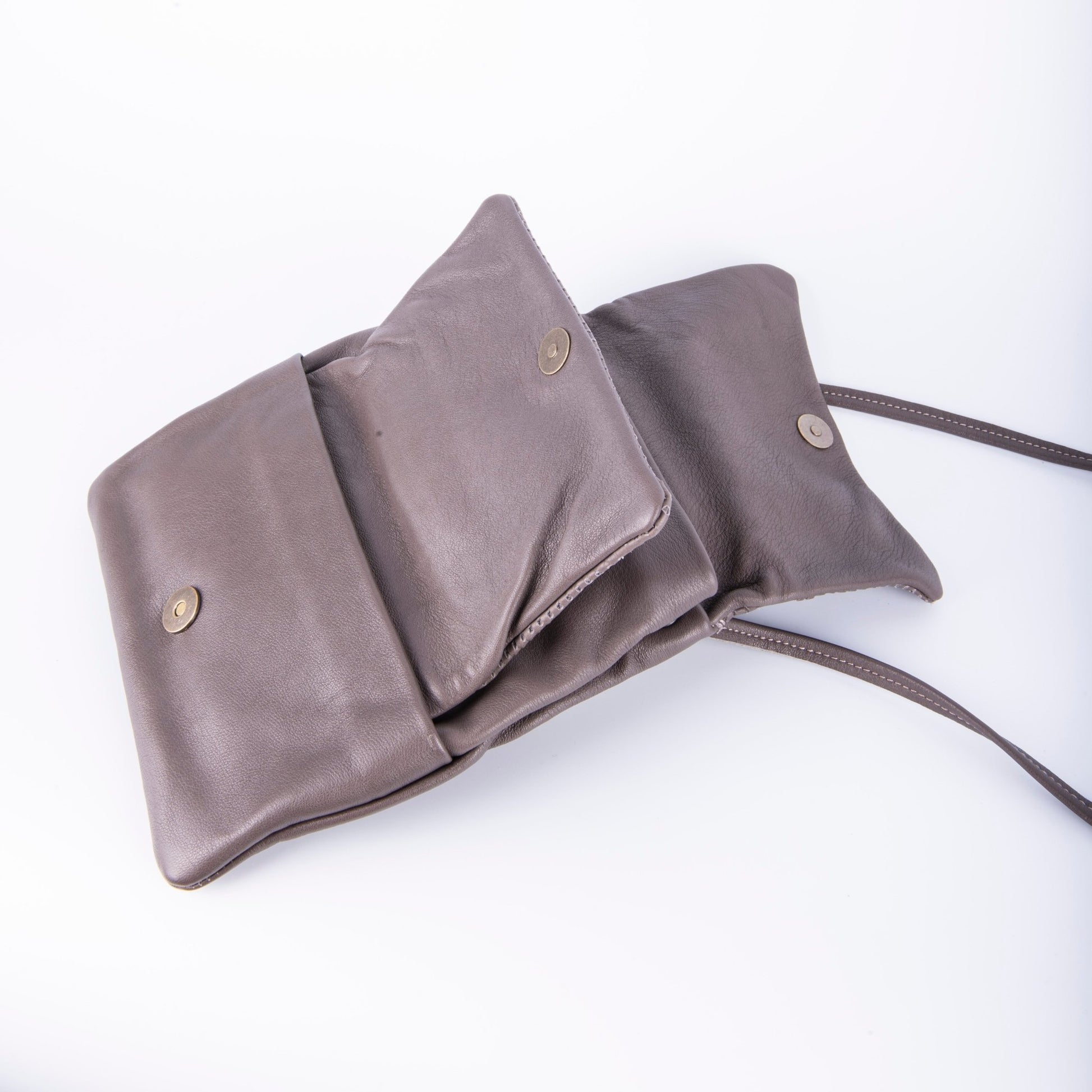 Tina mousse quadri grigio - borsa a tracolla in pelle con tasca grigio - Marta Ray