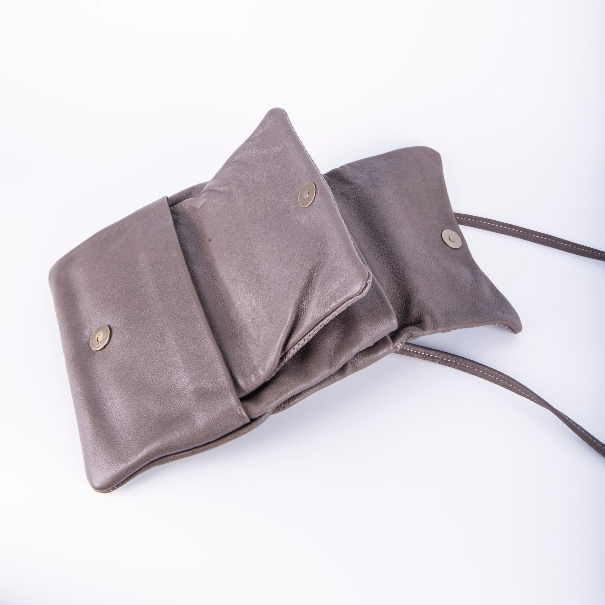 Tina mousse quadri grigio - borsa a tracolla in pelle con tasca grigio - Marta Ray
