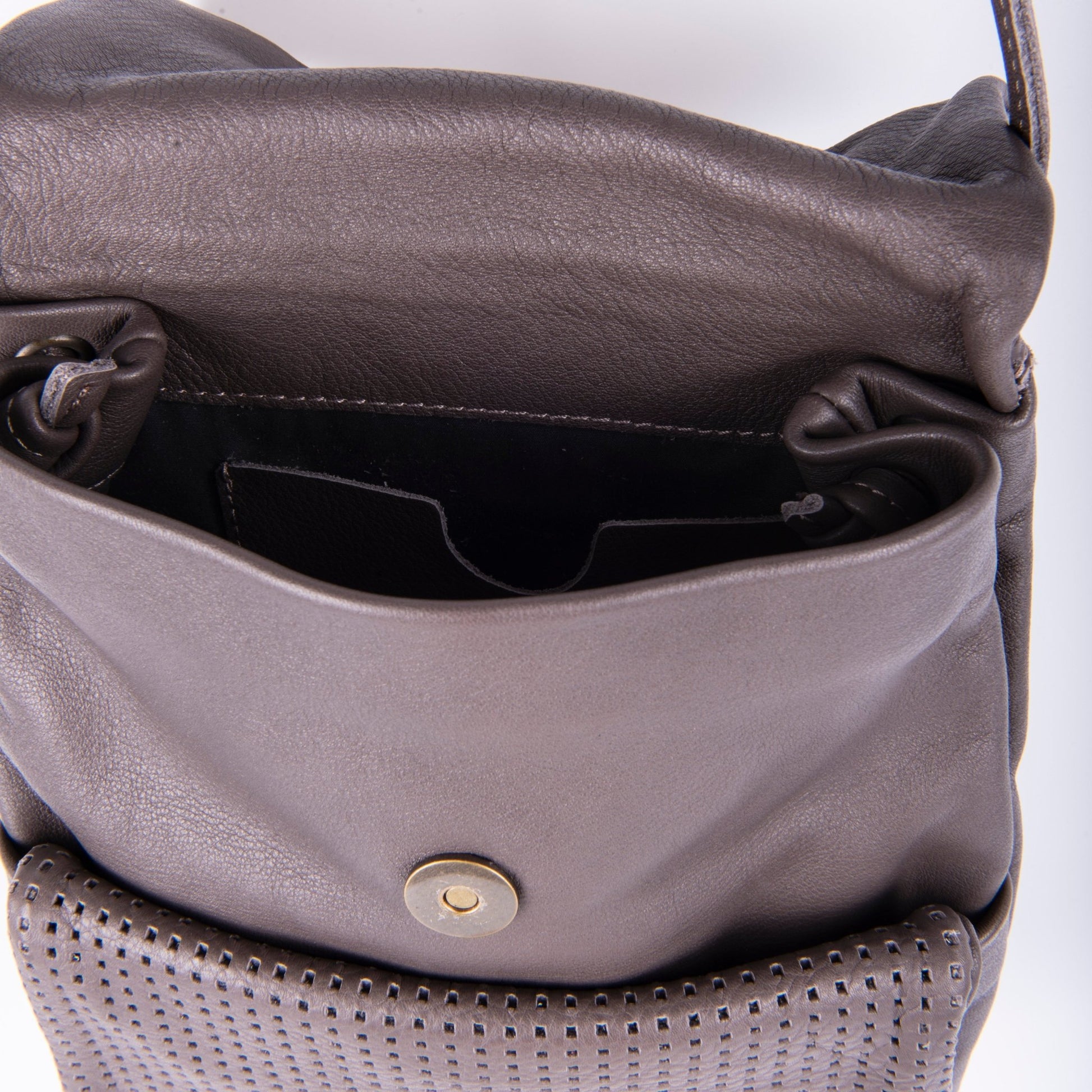 Tina mousse quadri grigio - borsa a tracolla in pelle con tasca grigio - Marta Ray