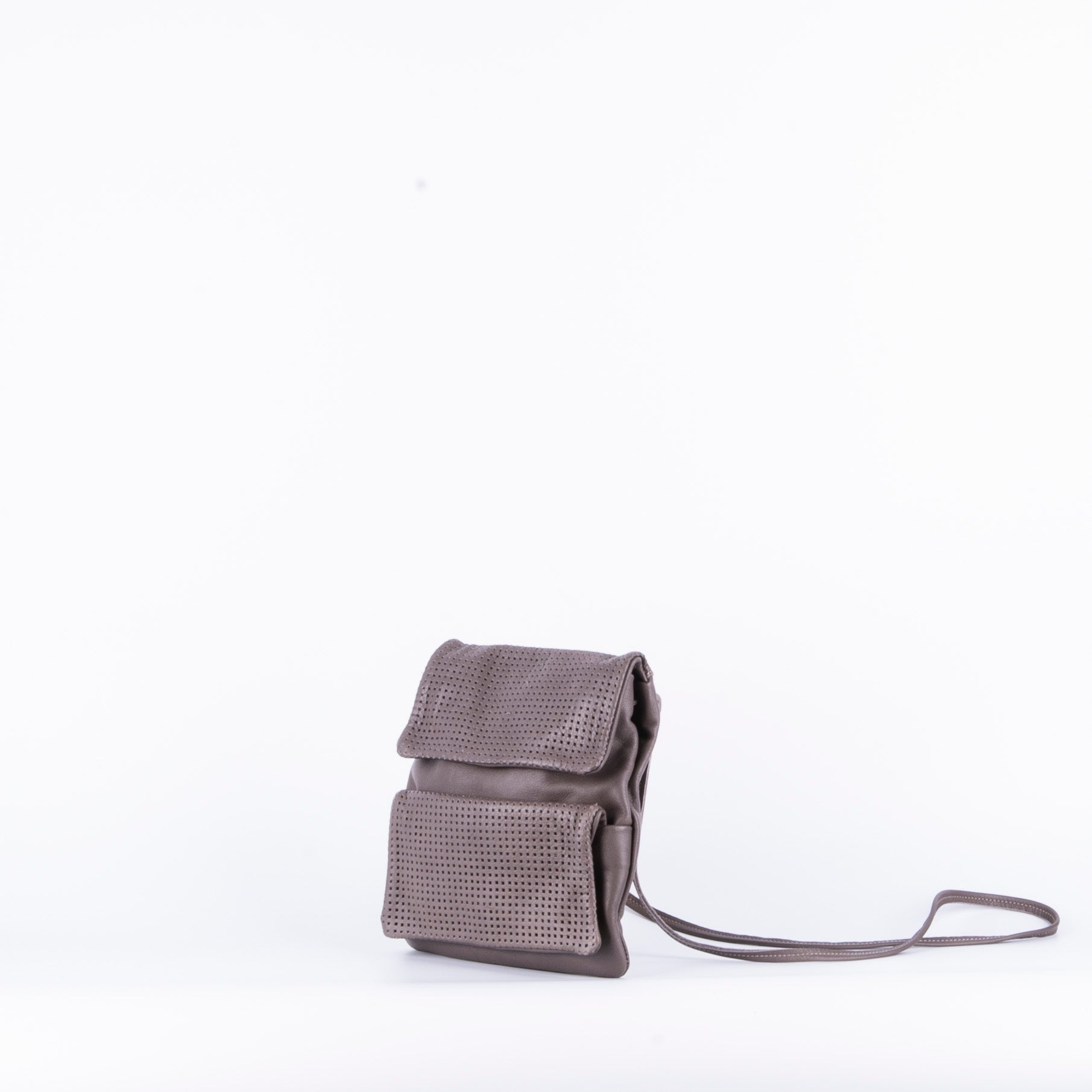 Tina mousse quadri grigio - borsa a tracolla in pelle con tasca grigio - Marta Ray