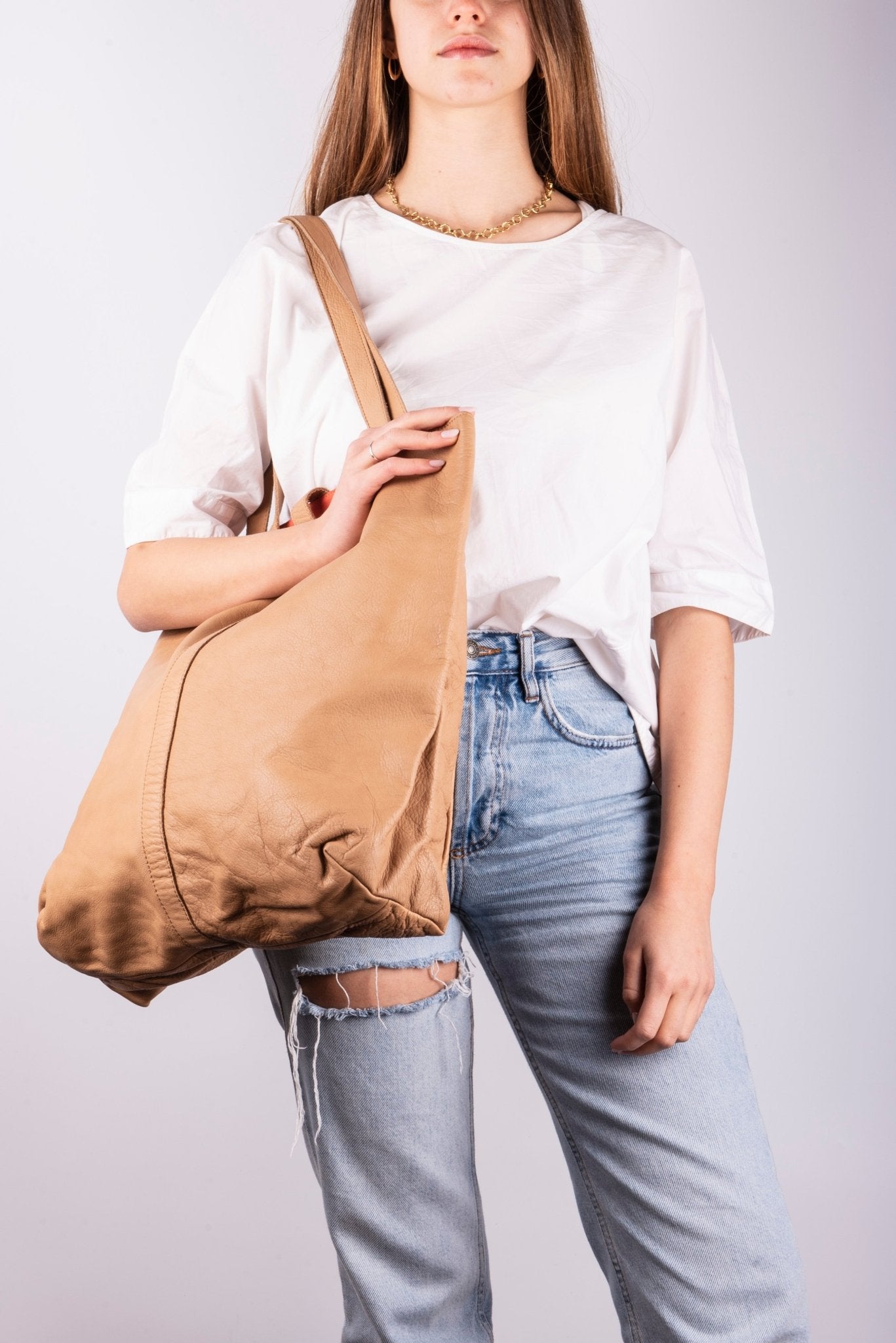 Tracy mousse mandorla pesca - borsa a spalla in pelle beige - Marta Ray