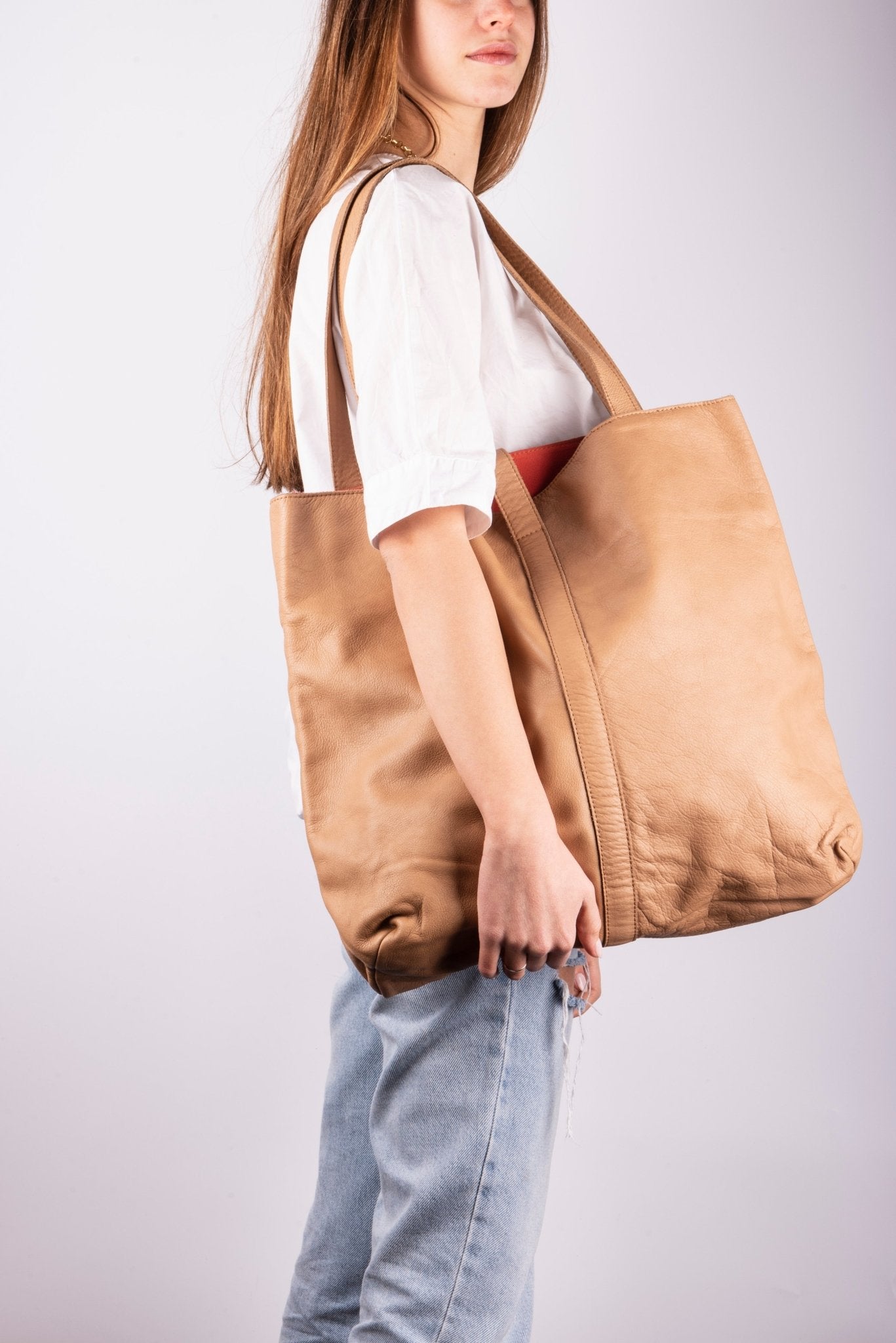Tracy mousse mandorla pesca - borsa a spalla in pelle beige - Marta Ray