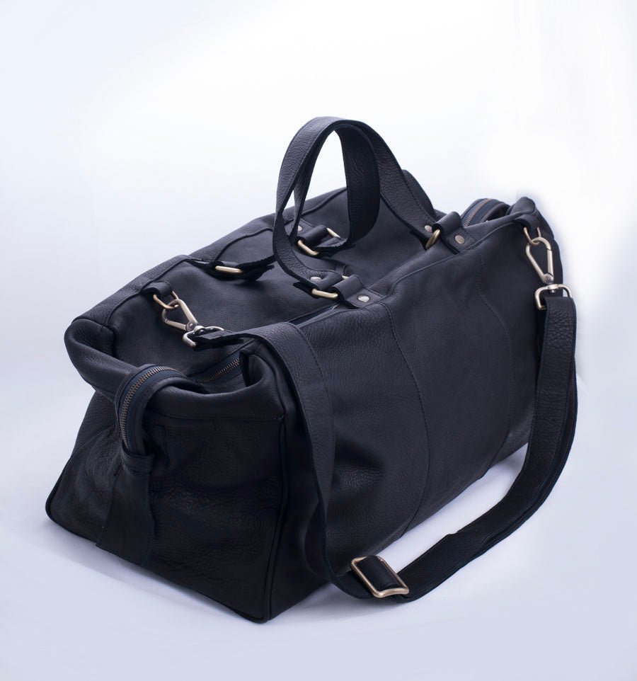 Travel martellato nero - borsone in pelle nera - Marta Ray