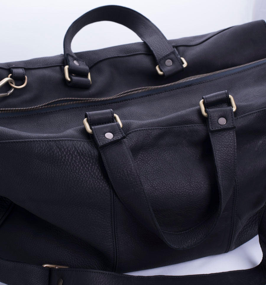 Travel martellato nero - borsone in pelle nera - Marta Ray