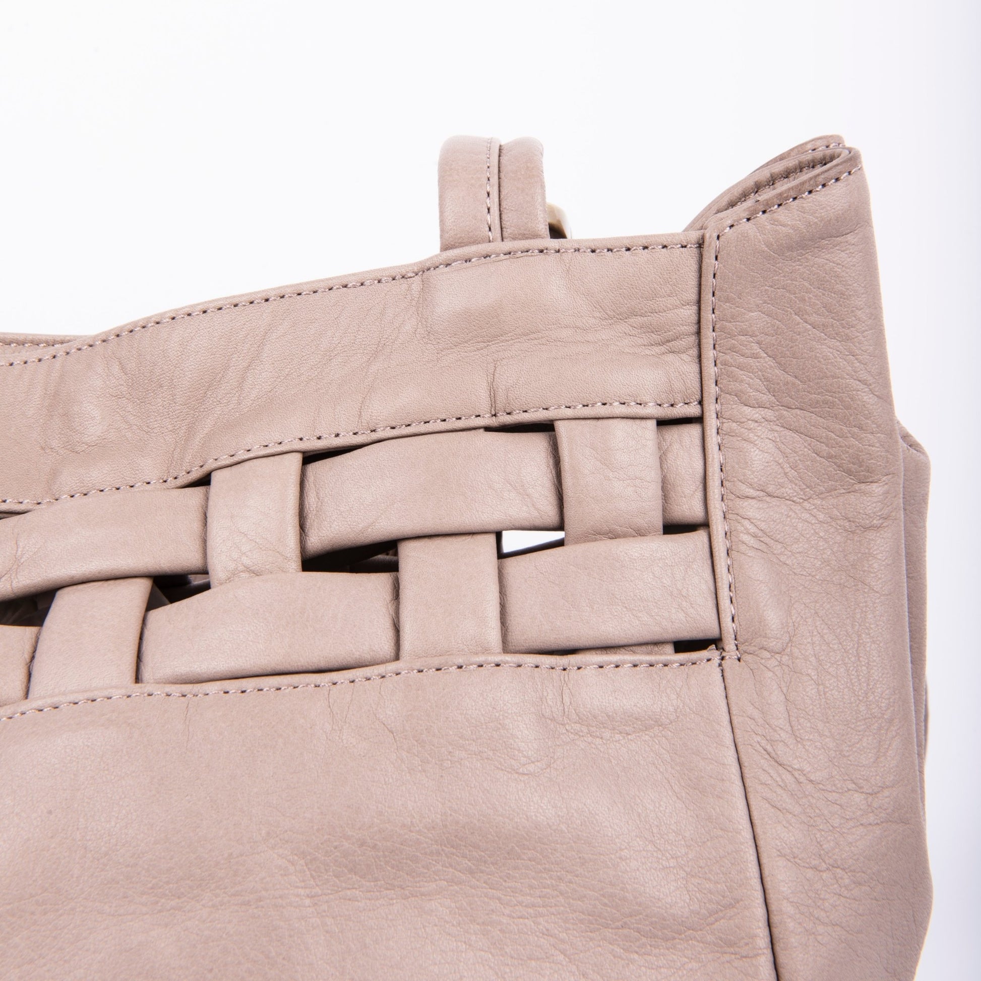 Tzuki mousse malto - borsa a tracolla in pelle con intreccio tortora - Marta Ray