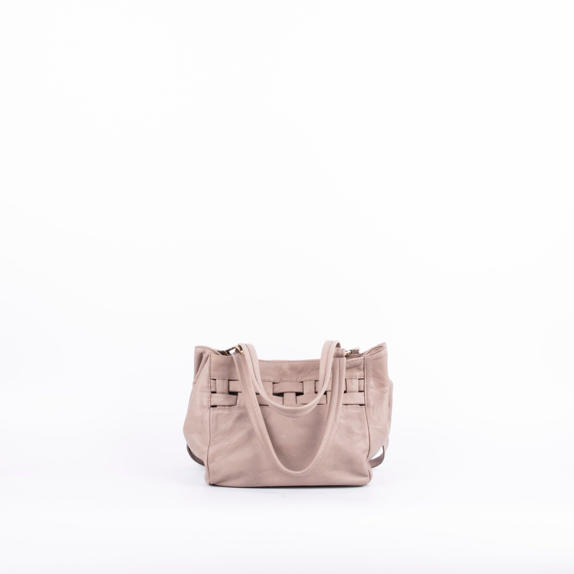 Tzuki mousse malto - borsa a tracolla in pelle con intreccio tortora - Marta Ray