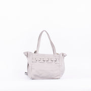 Tzuki mousse nebbia - borsa a tracolla in pelle grigio perla con intreccio - Marta Ray