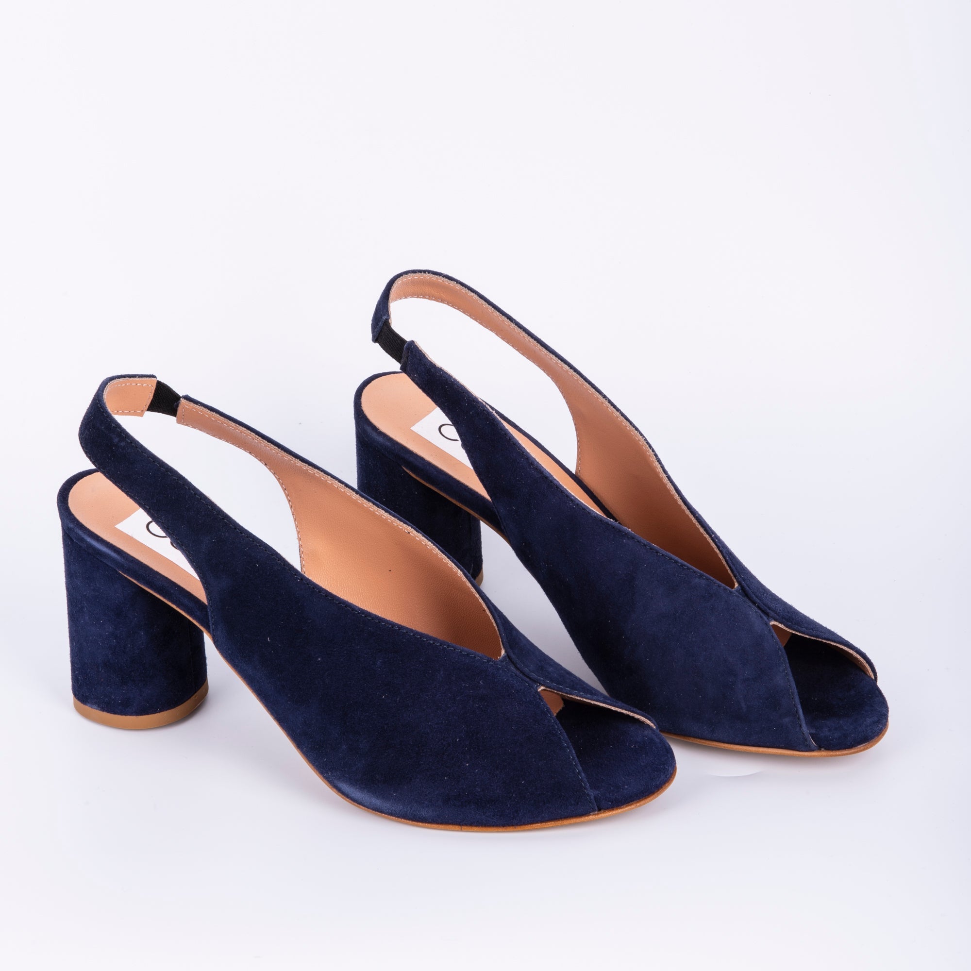 Valeria camoscio blu - sandalo spuntato in pelle blu - Marta Ray