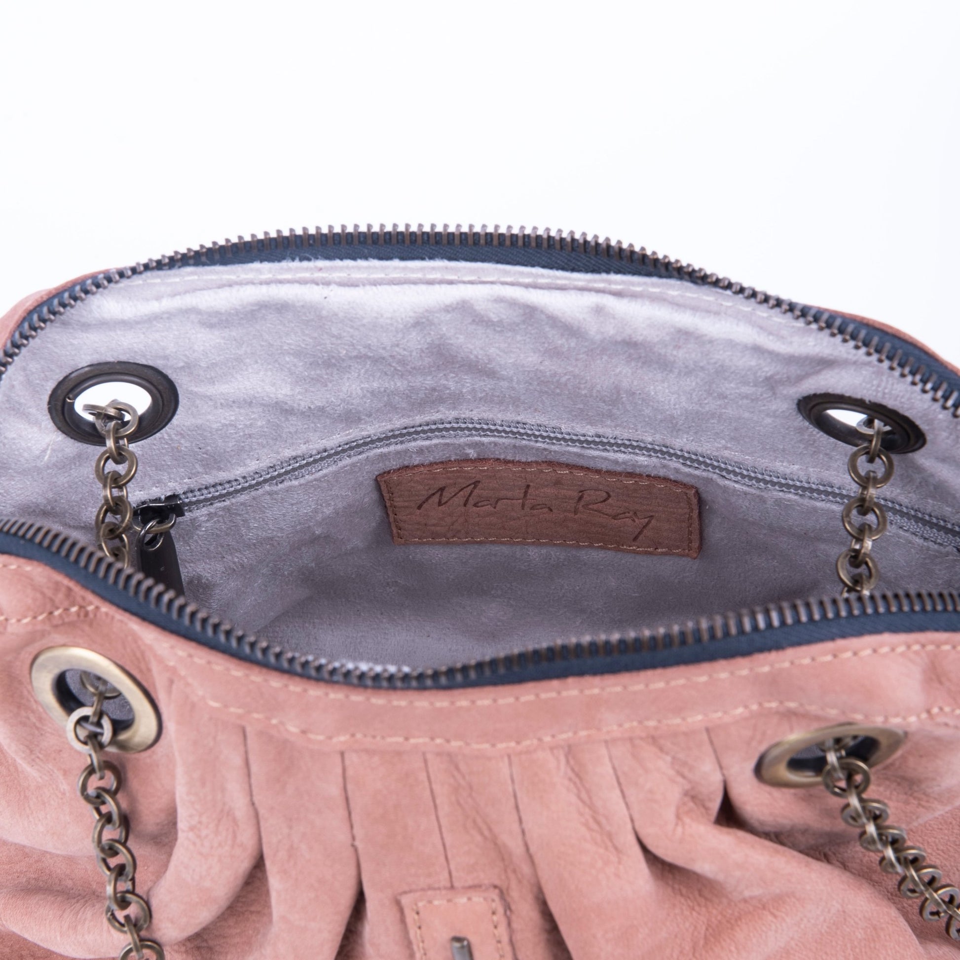 Vicky long beach cammeo - borsa piccola a tracolla in pelle rosa con zip - Marta Ray