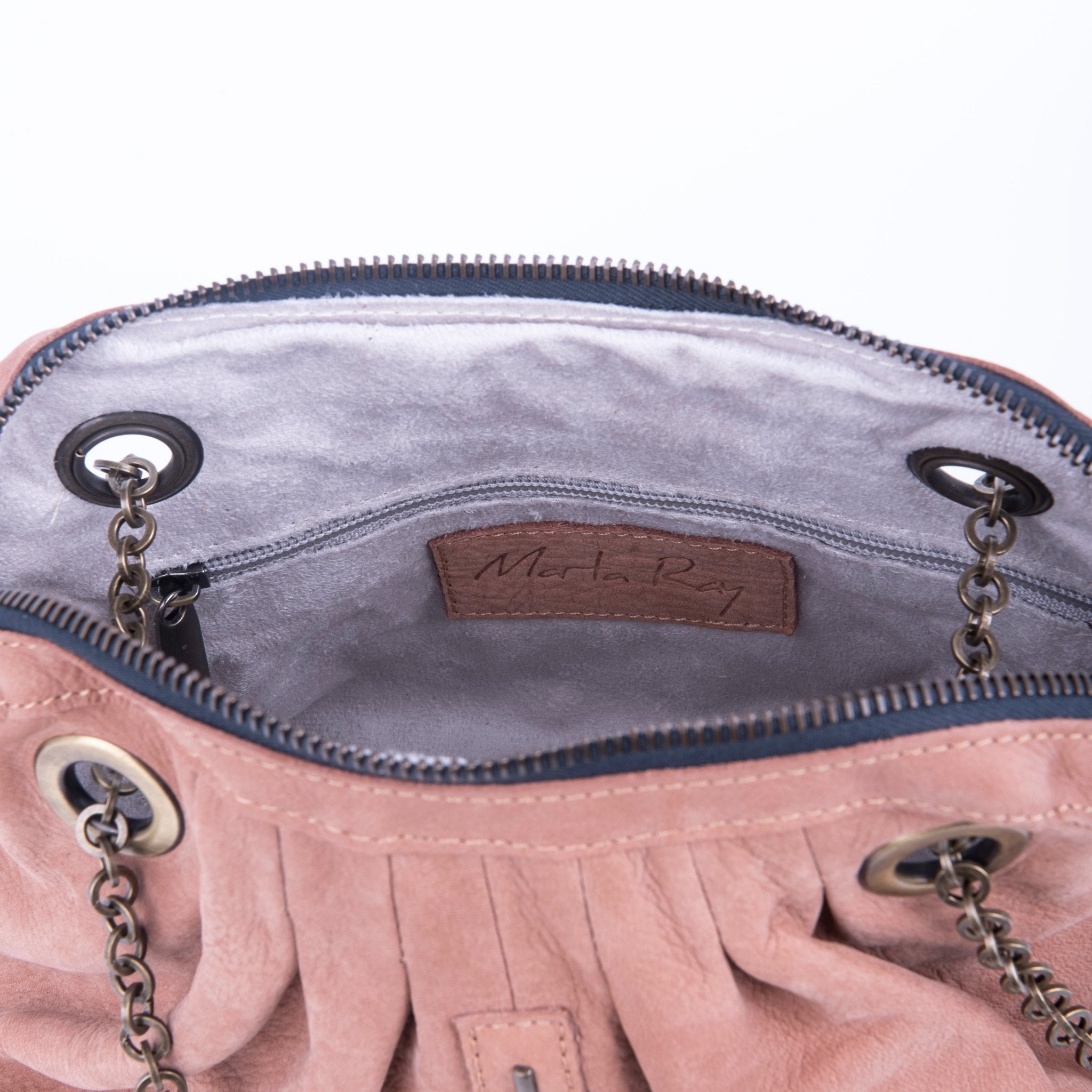 Vicky long beach cammeo - borsa piccola a tracolla in pelle rosa con zip - Marta Ray