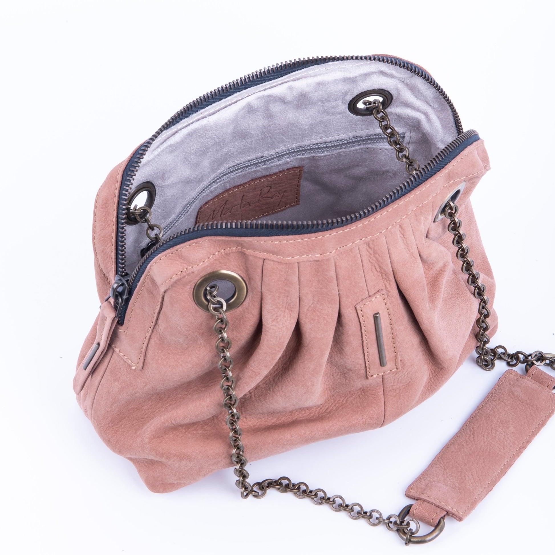Vicky long beach cammeo - borsa piccola a tracolla in pelle rosa con zip - Marta Ray