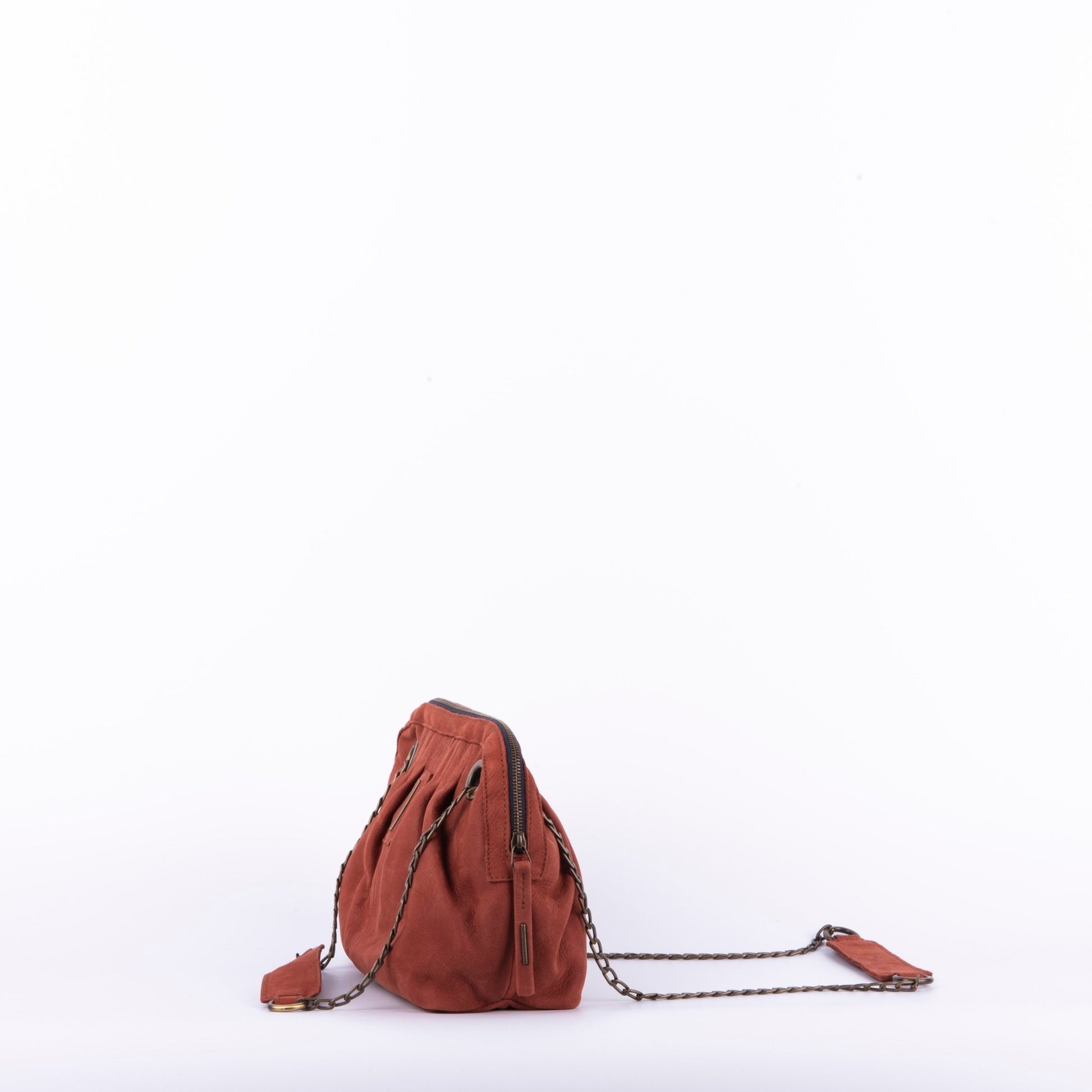 Vicky long beach cuoio inglese - borsa piccola a tracolla in pelle marrone con zip - Marta Ray