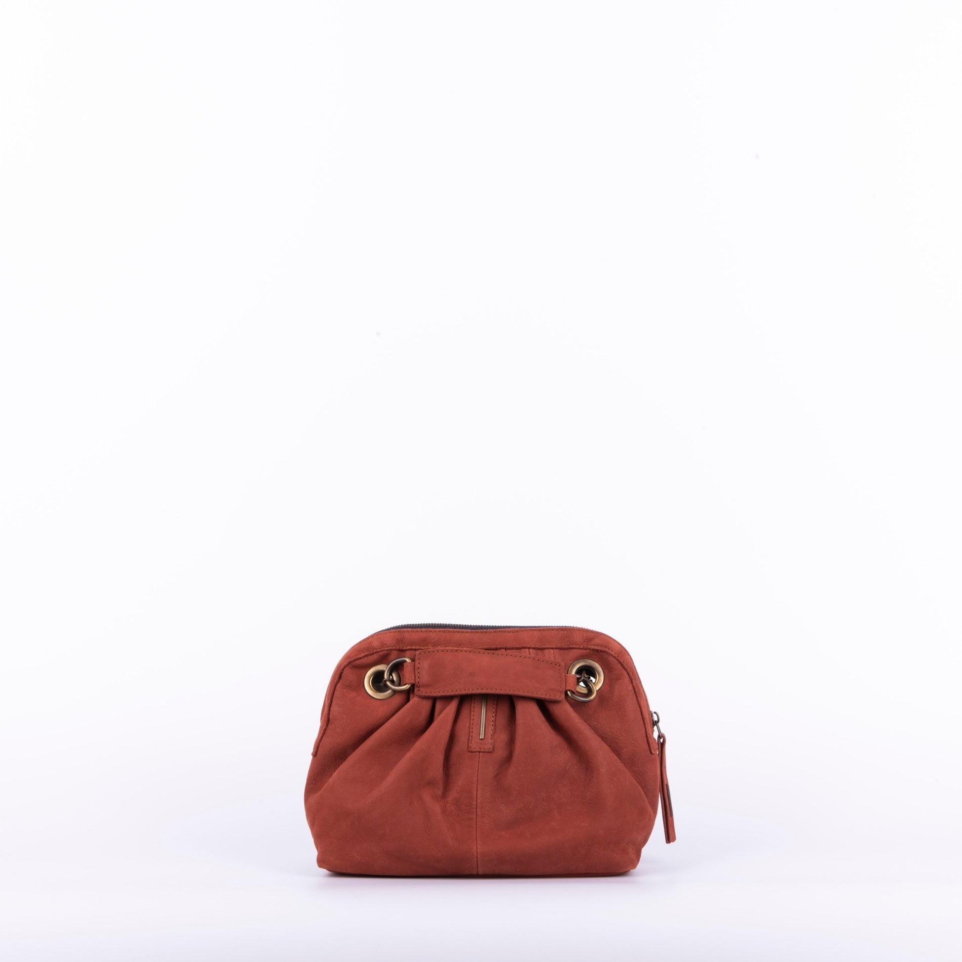 Vicky long beach cuoio inglese - borsa piccola a tracolla in pelle marrone con zip - Marta Ray