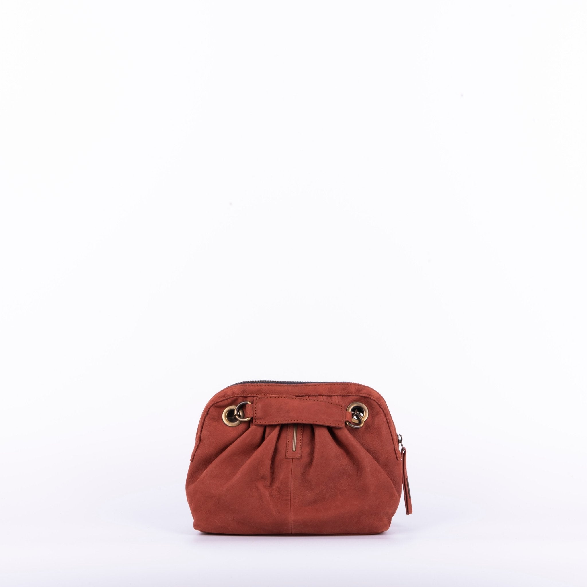 Vicky long beach cuoio inglese - borsa piccola a tracolla in pelle marrone con zip - Marta Ray
