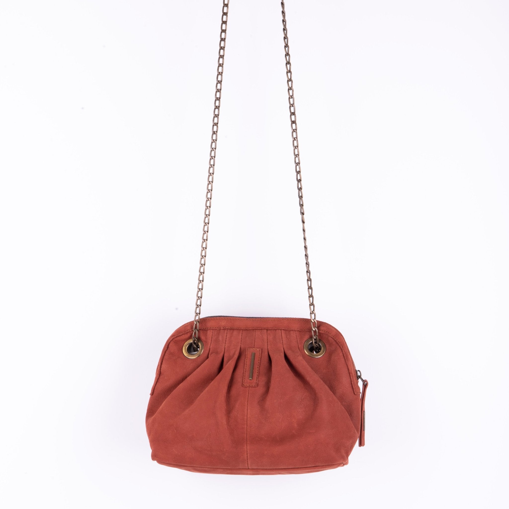 Vicky long beach cuoio inglese - borsa piccola a tracolla in pelle marrone con zip - Marta Ray