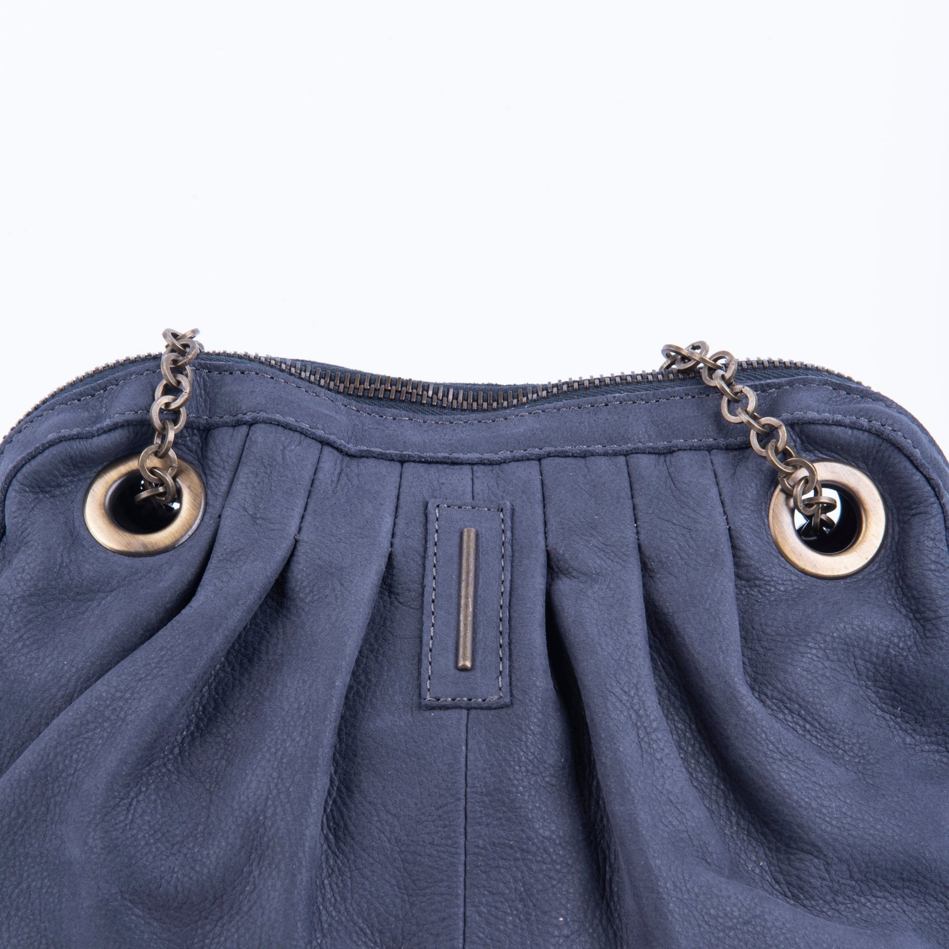 Vicky long beach navy - borsa piccola a tracolla in pelle blu con zip - Marta Ray