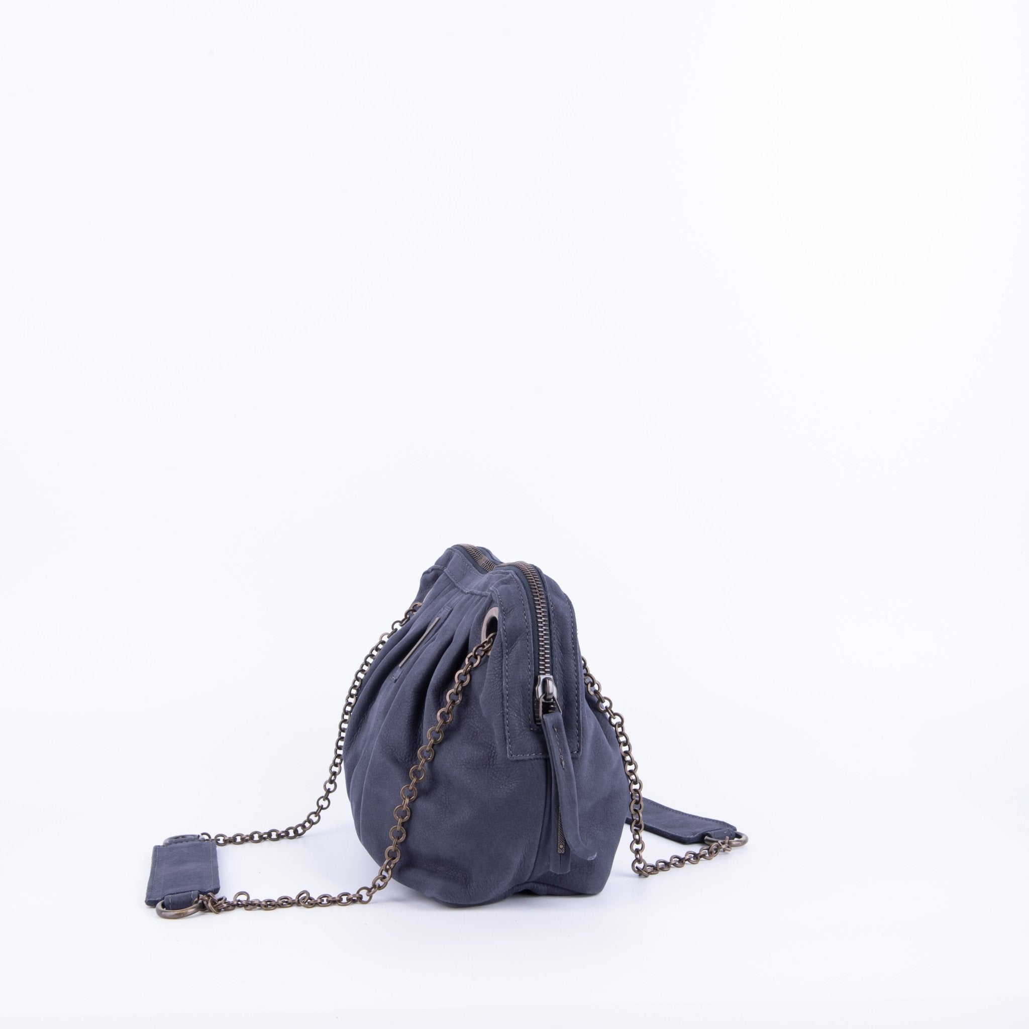 Vicky long beach navy - borsa piccola a tracolla in pelle blu con zip - Marta Ray