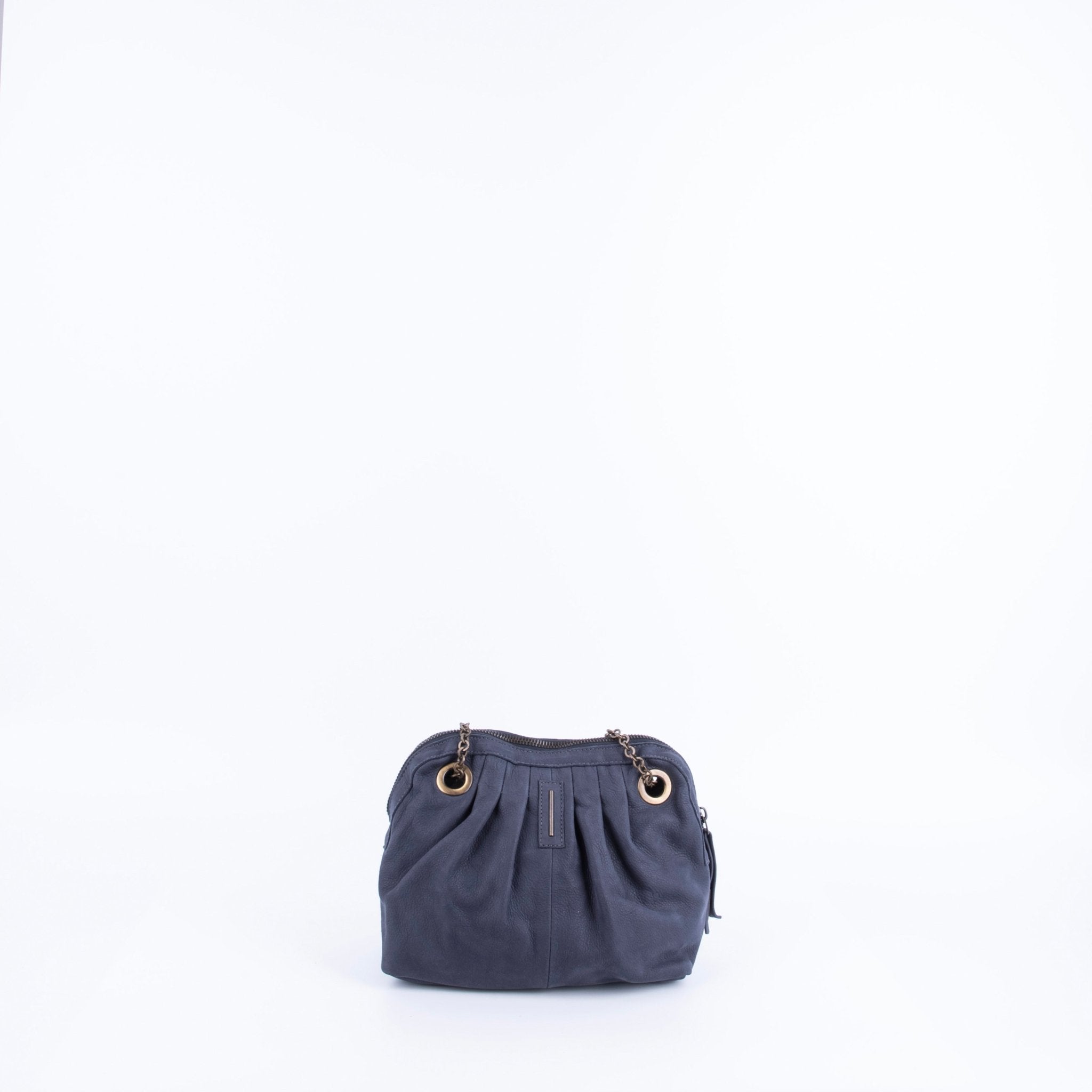 Vicky long beach navy - borsa piccola a tracolla in pelle blu con zip - Marta Ray