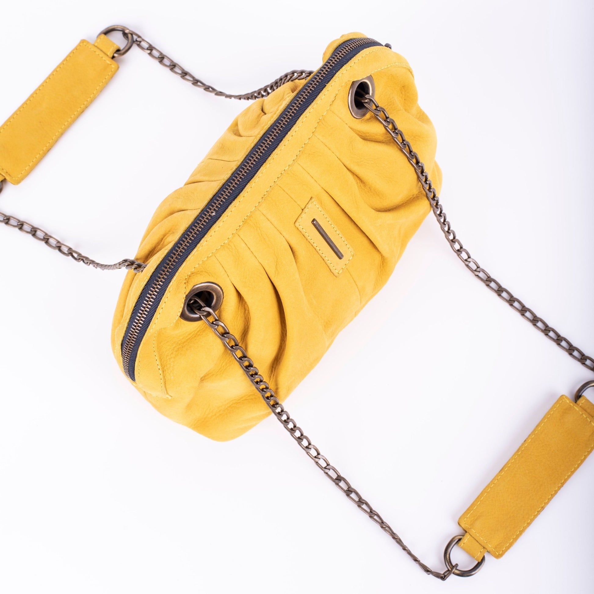 Vicky long beach zafferano - pochette in pelle gialla - Marta Ray