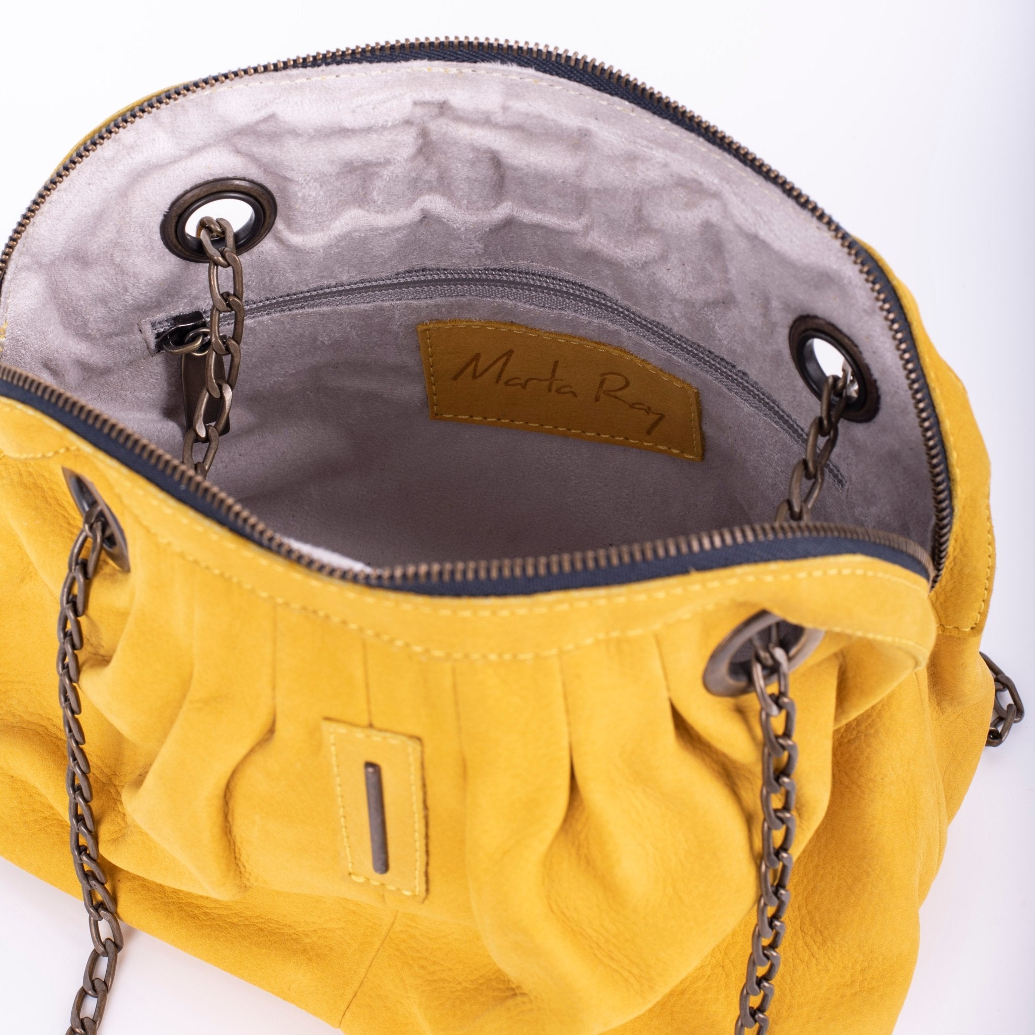 Vicky long beach zafferano - pochette in pelle gialla - Marta Ray